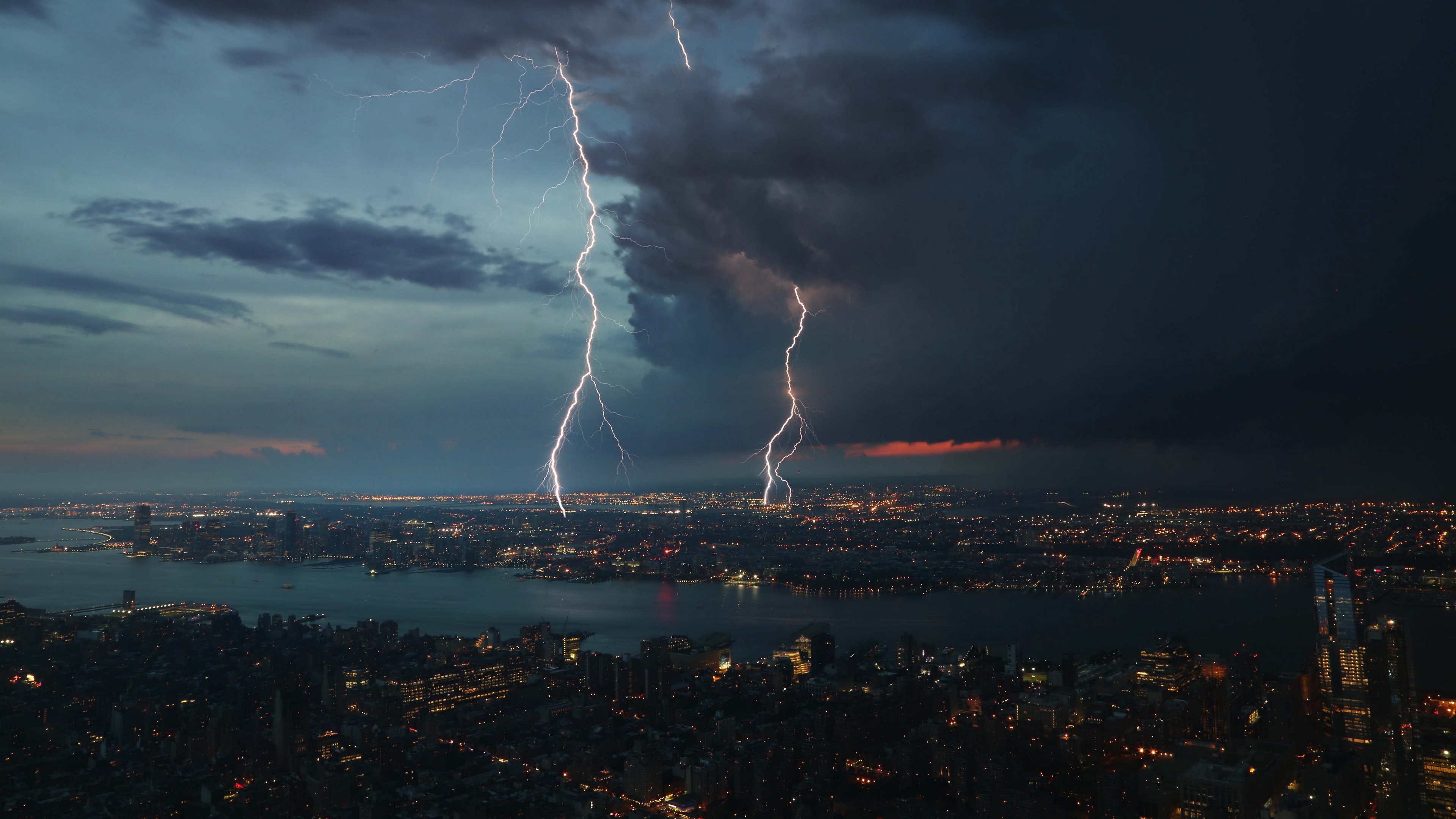 night city thunderstorm top view 4k 1538068112