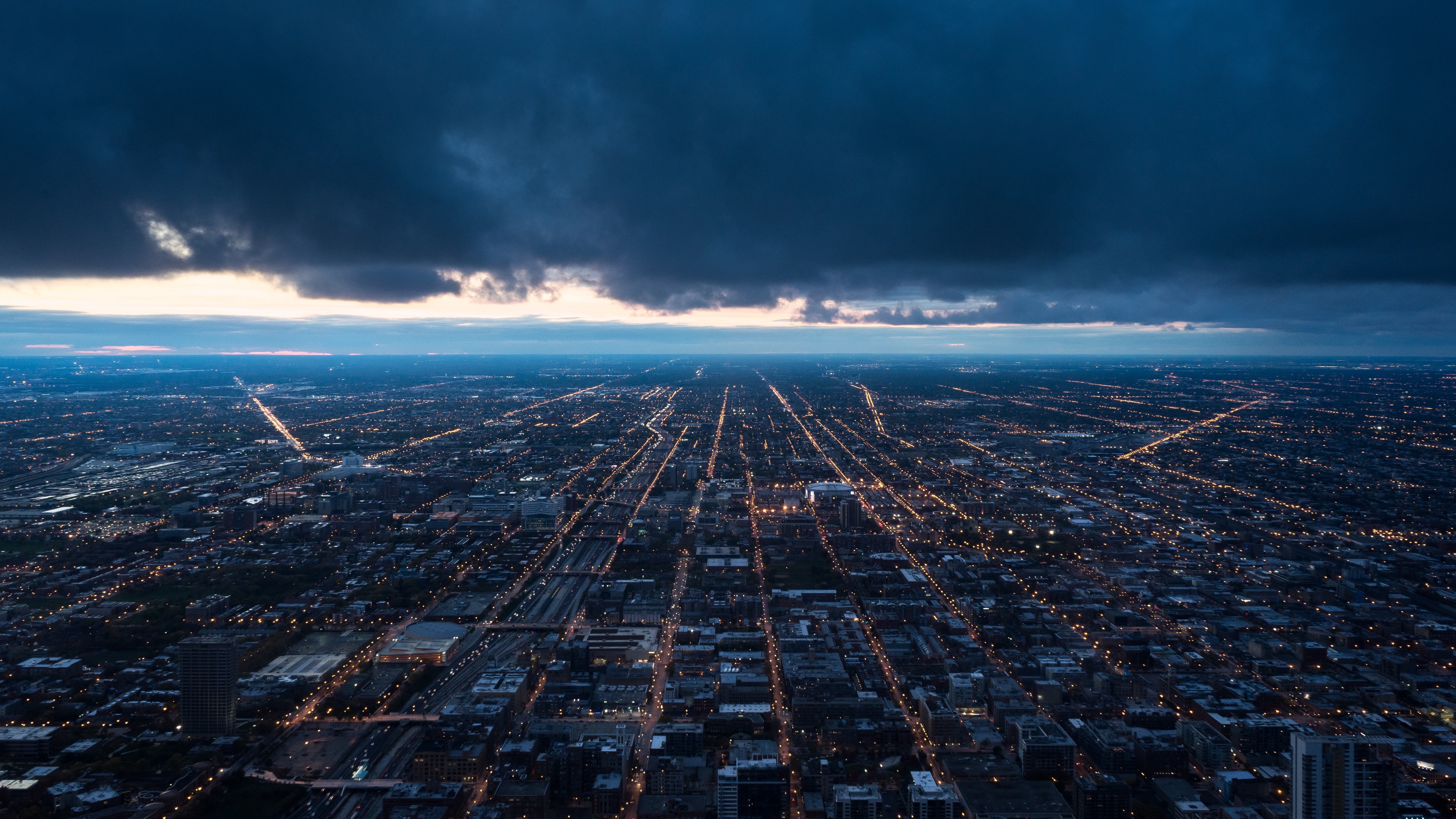 night city top view buildings clouds 4k 1538065657