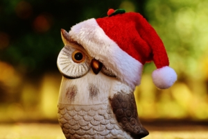 owl hat santa claus figurine 4k 1538344576