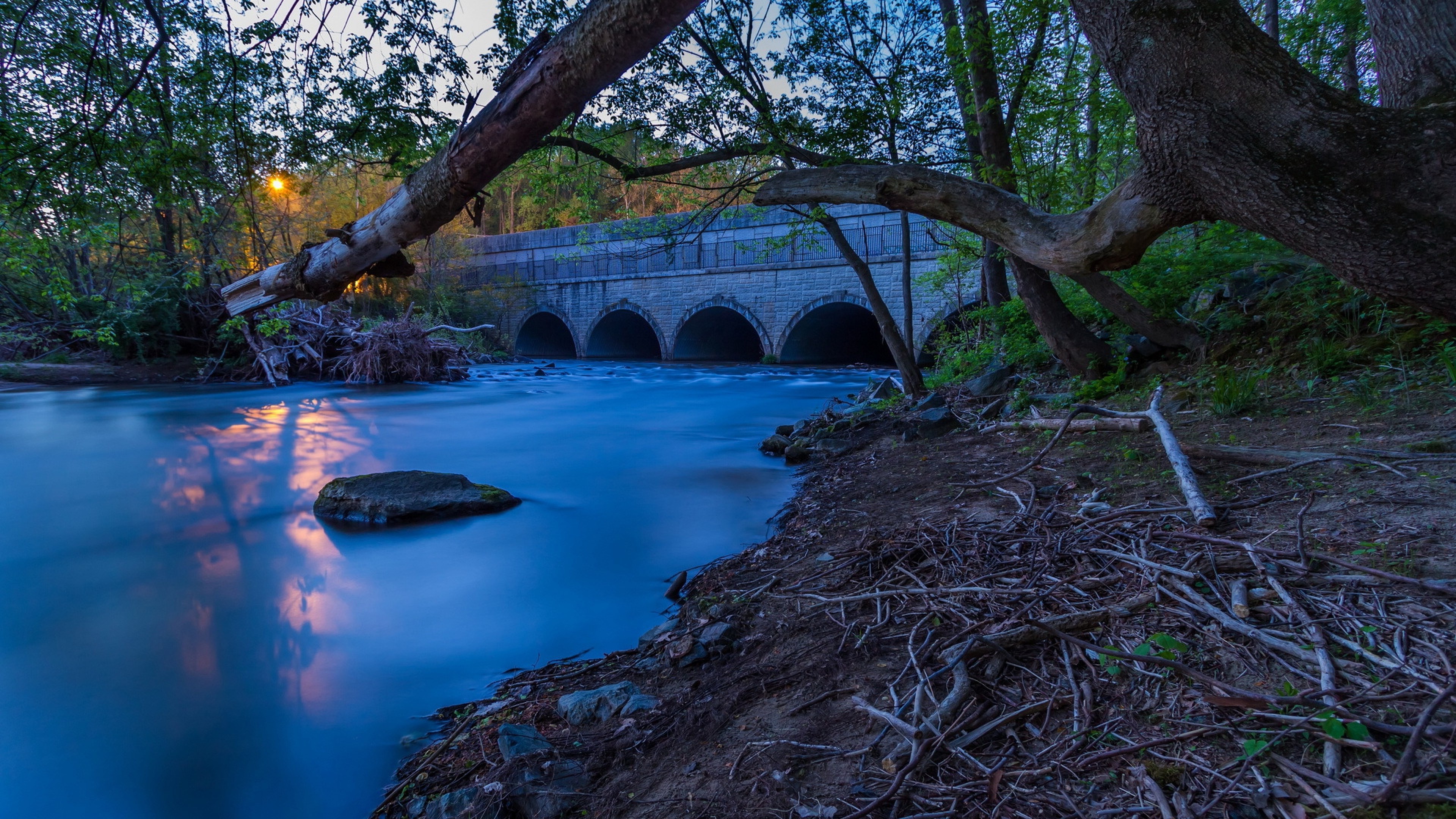 park river bridge sunset 1535930421