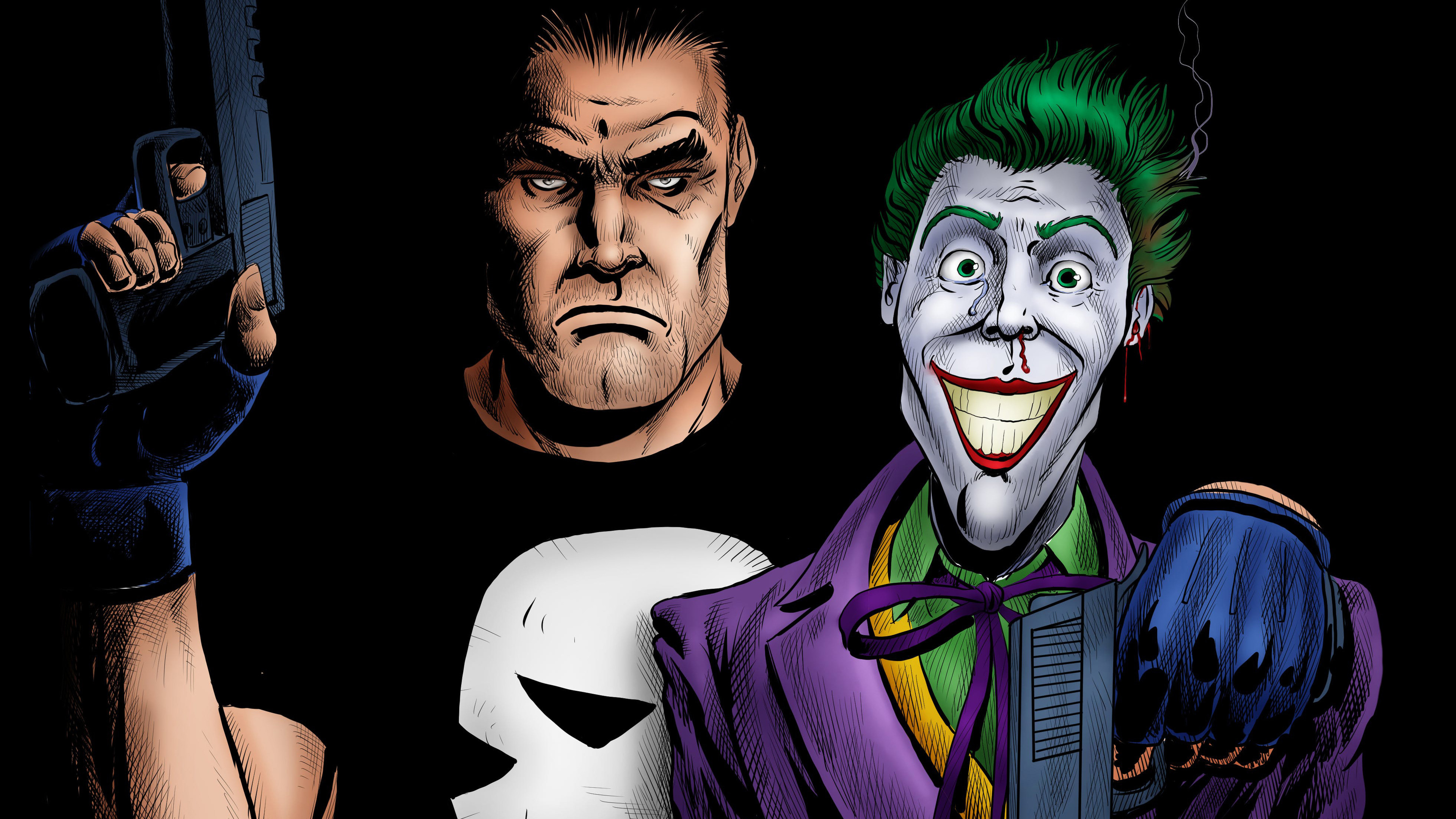 punisher and joker artwork 4k 1536520313