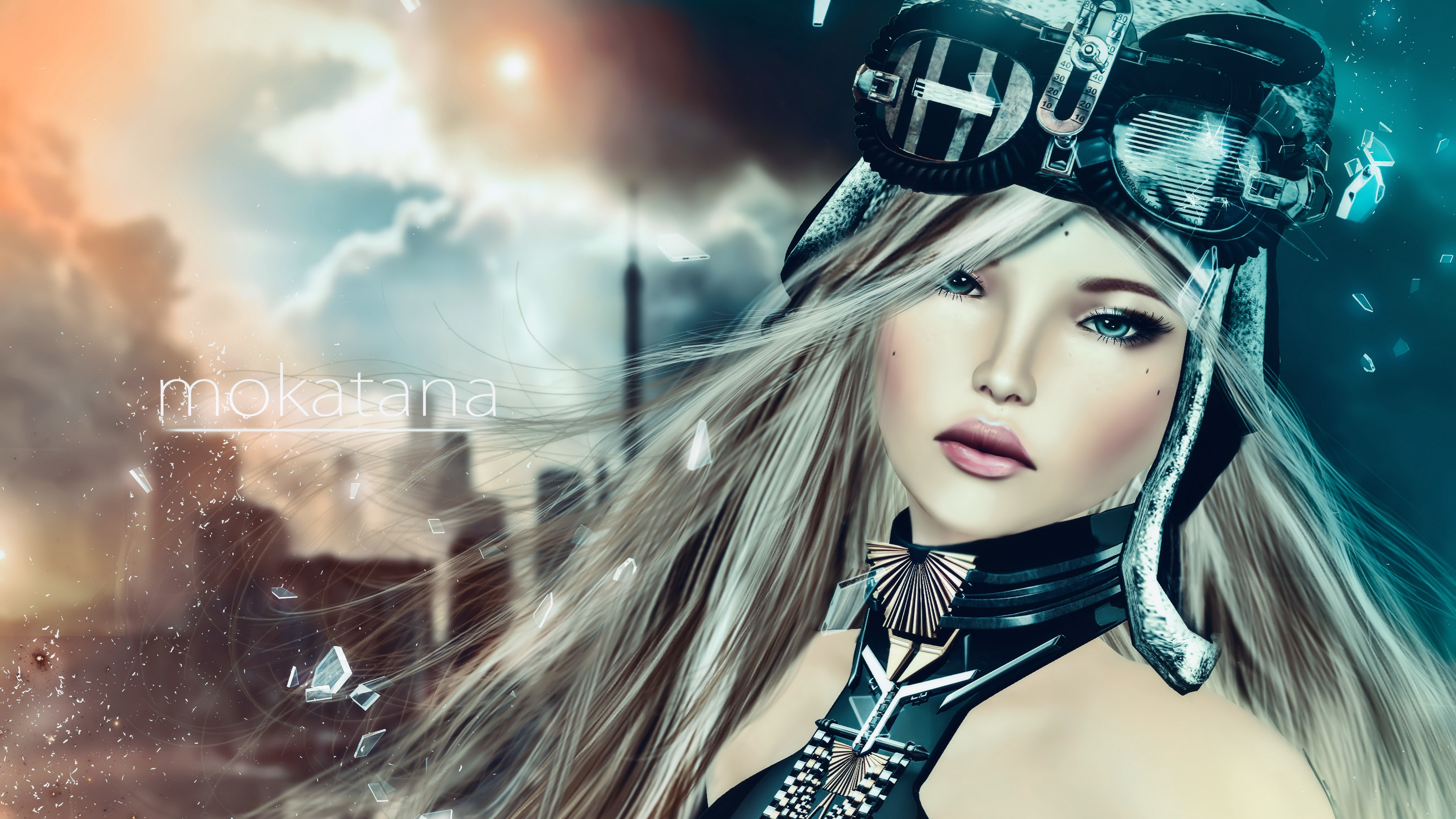 rendering girl art eyes hair blond hair debris 4k 1536098359