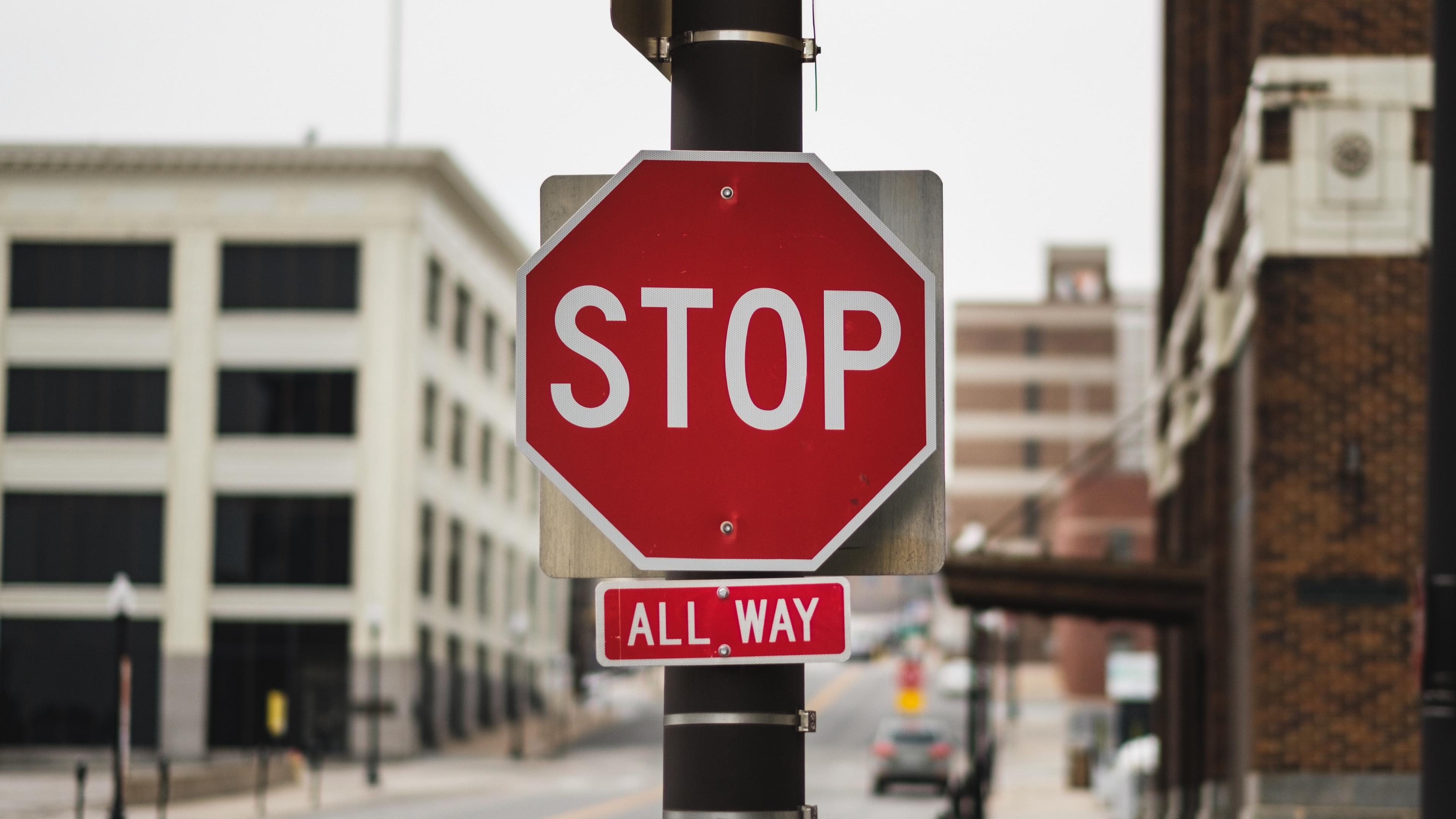 road sign inscription stop pillar 4k 1538066206