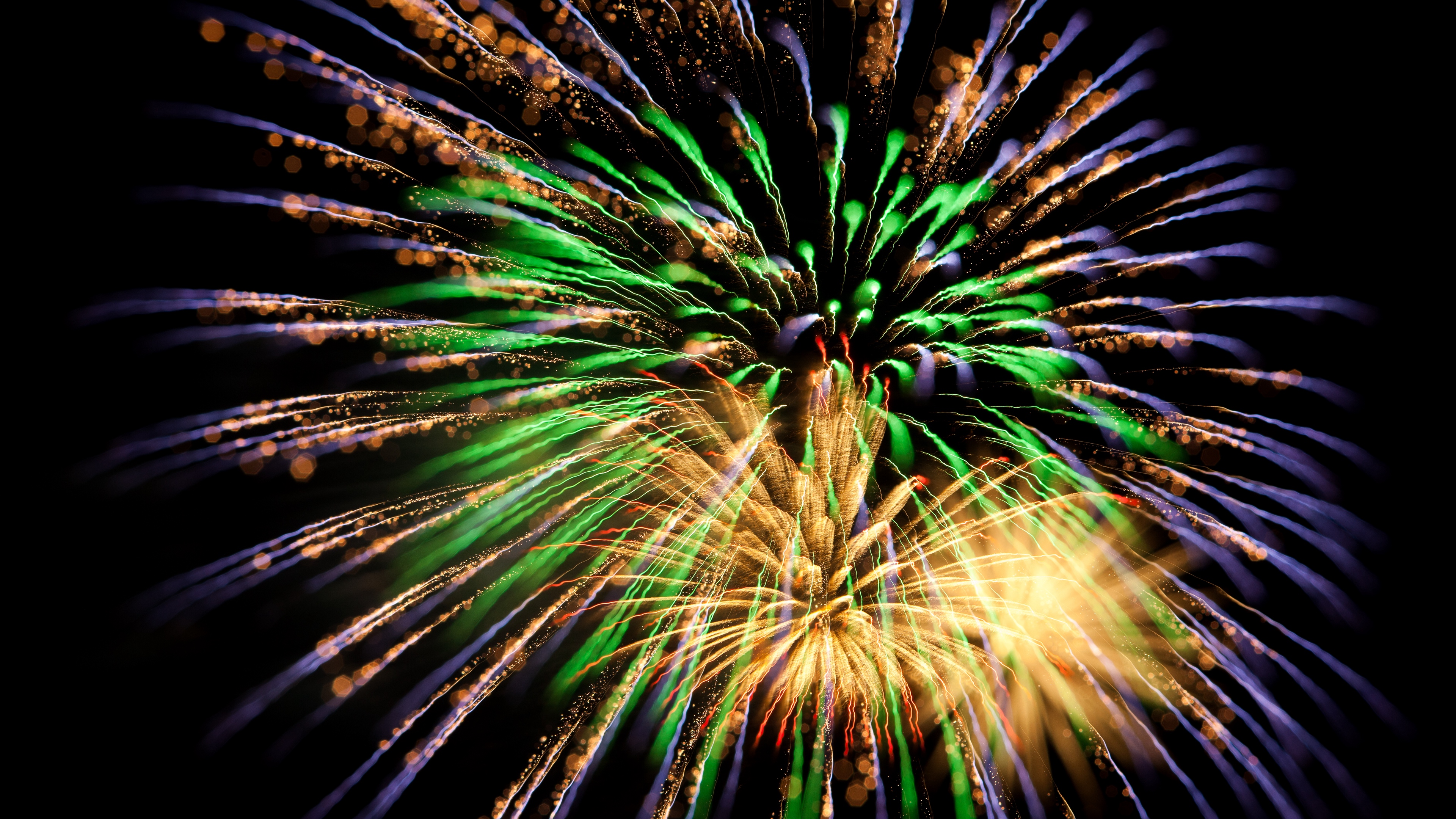 salute fireworks sparks green 4k 1538344627