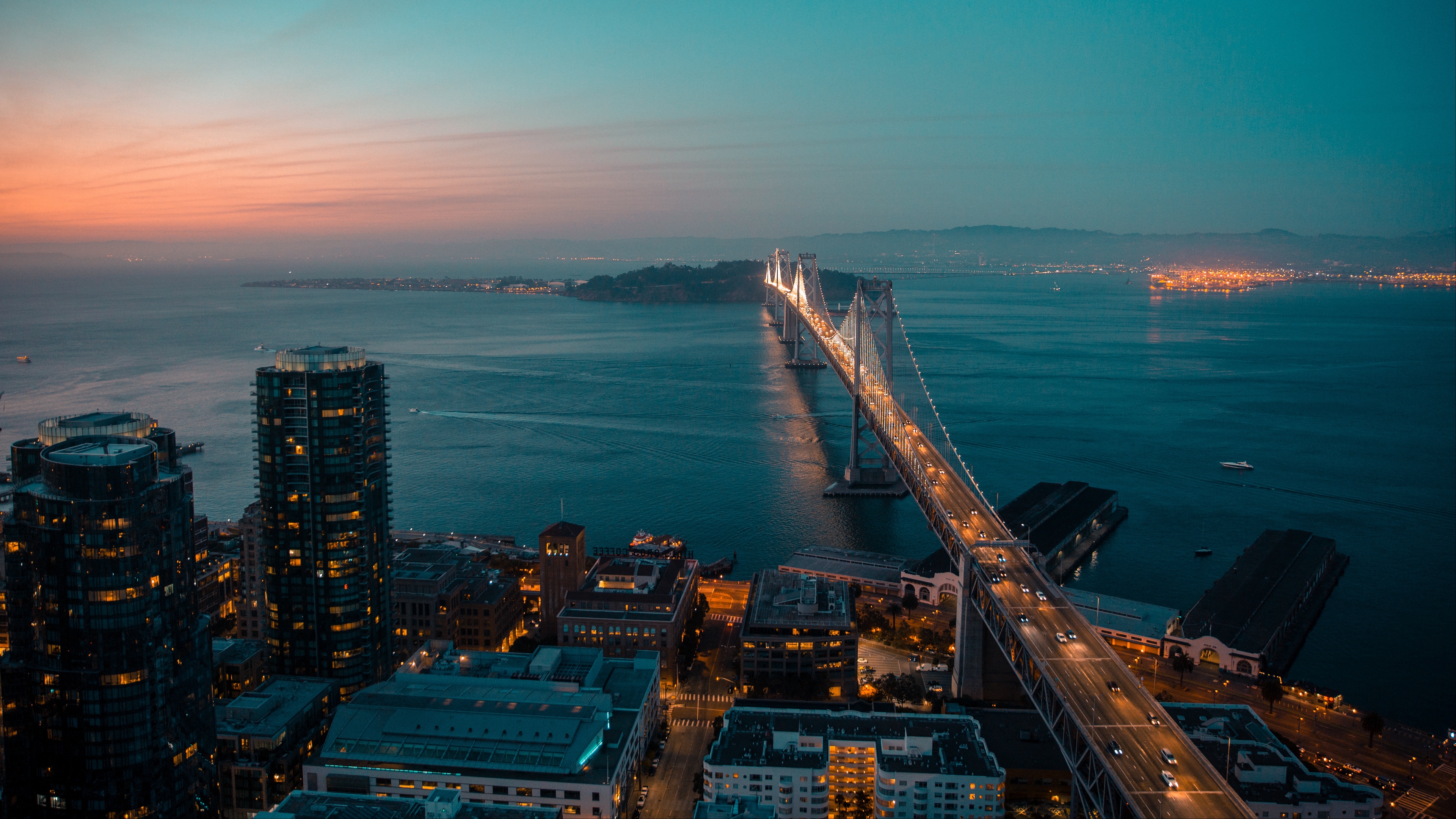 san francisco night city bridge top view 4k 1538065534