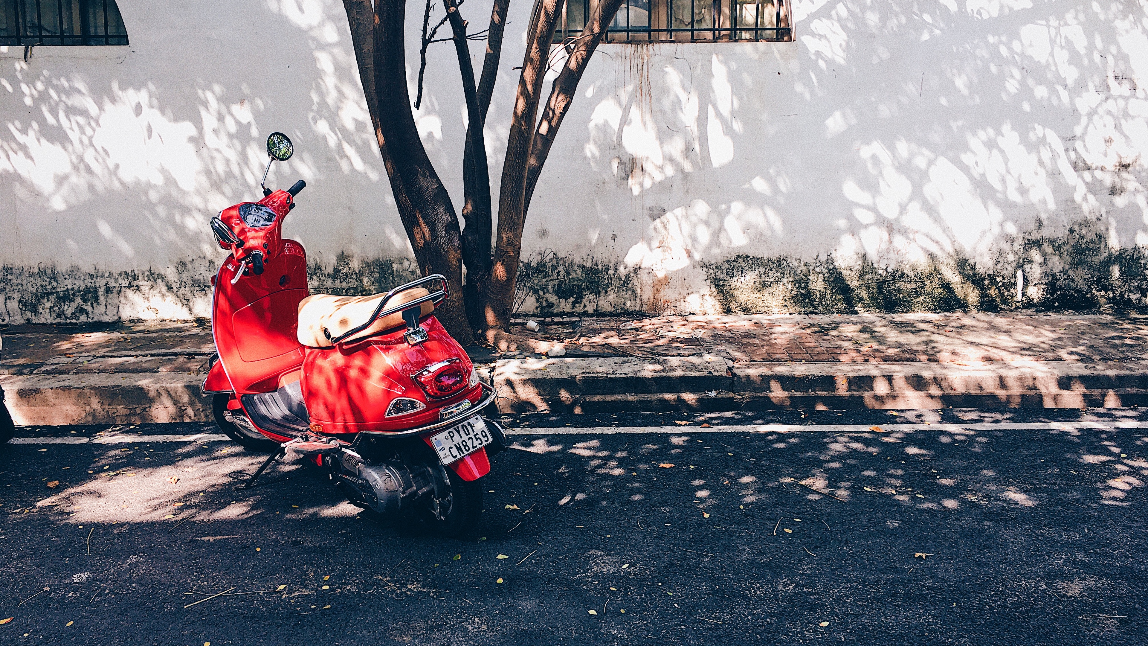 scooter moped street shadow 4k 1536018375