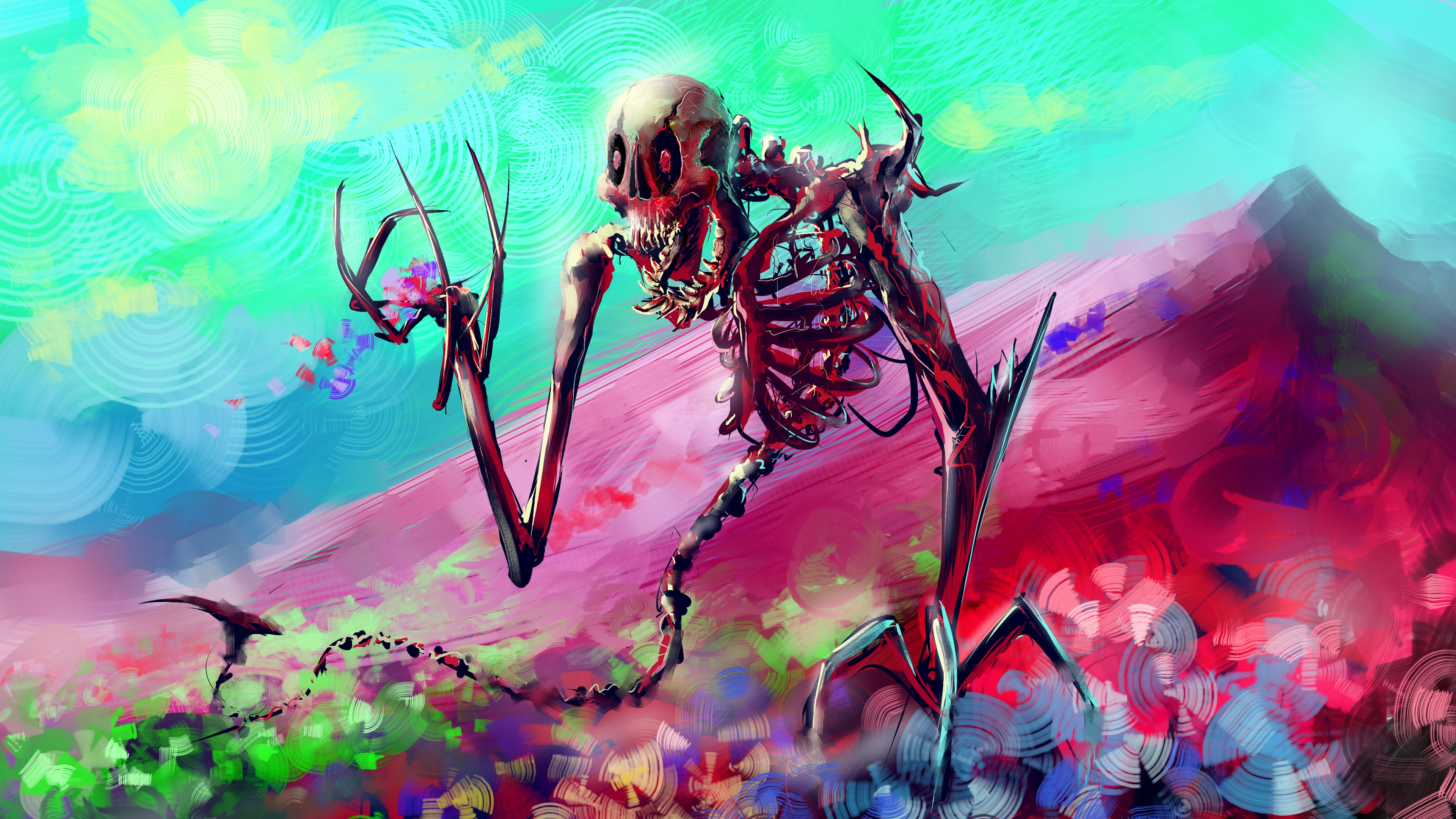 skeleton art bright colorful 4k 1536098892