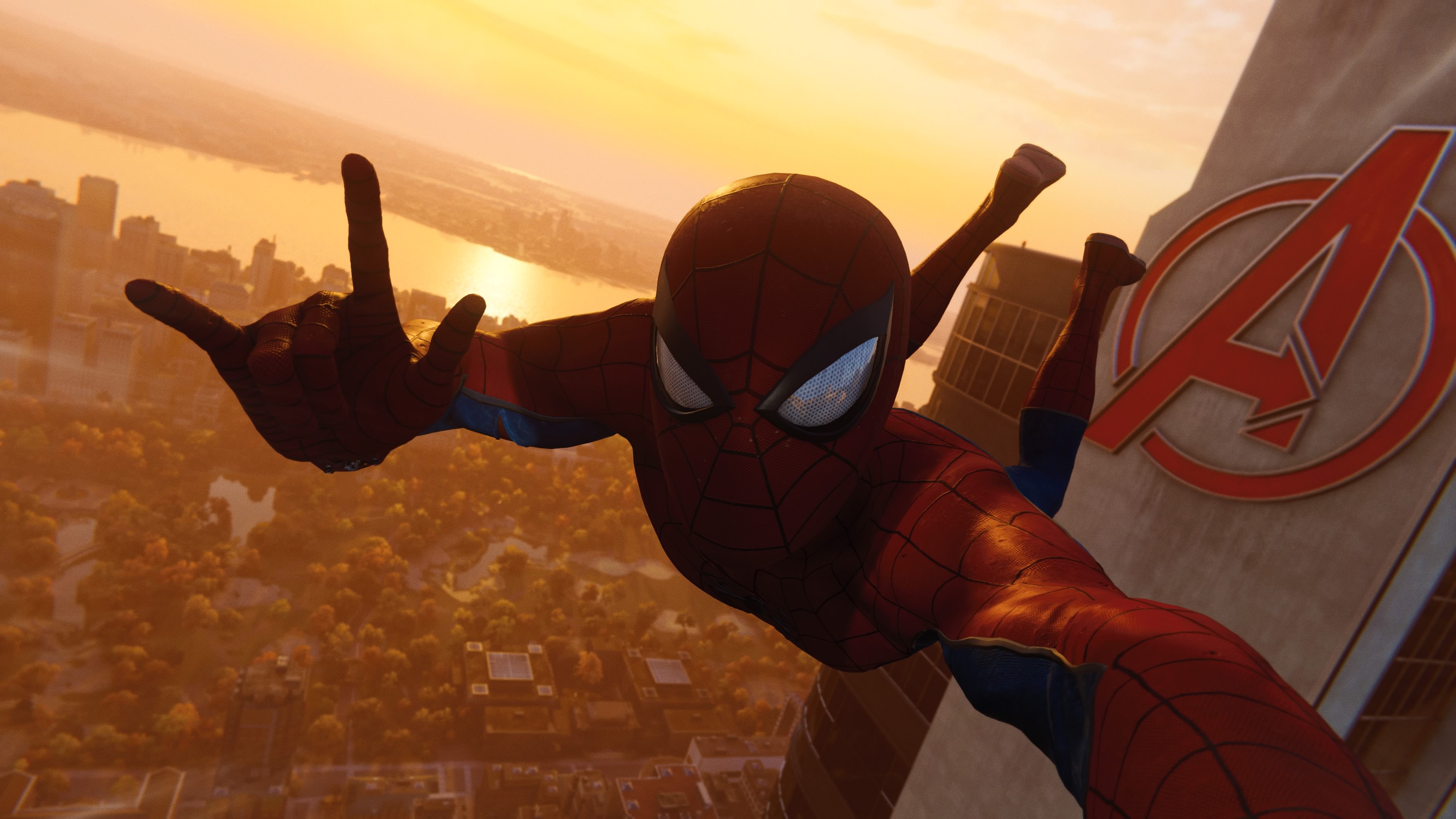 spiderman taking selfie of avengers tower 1537692848