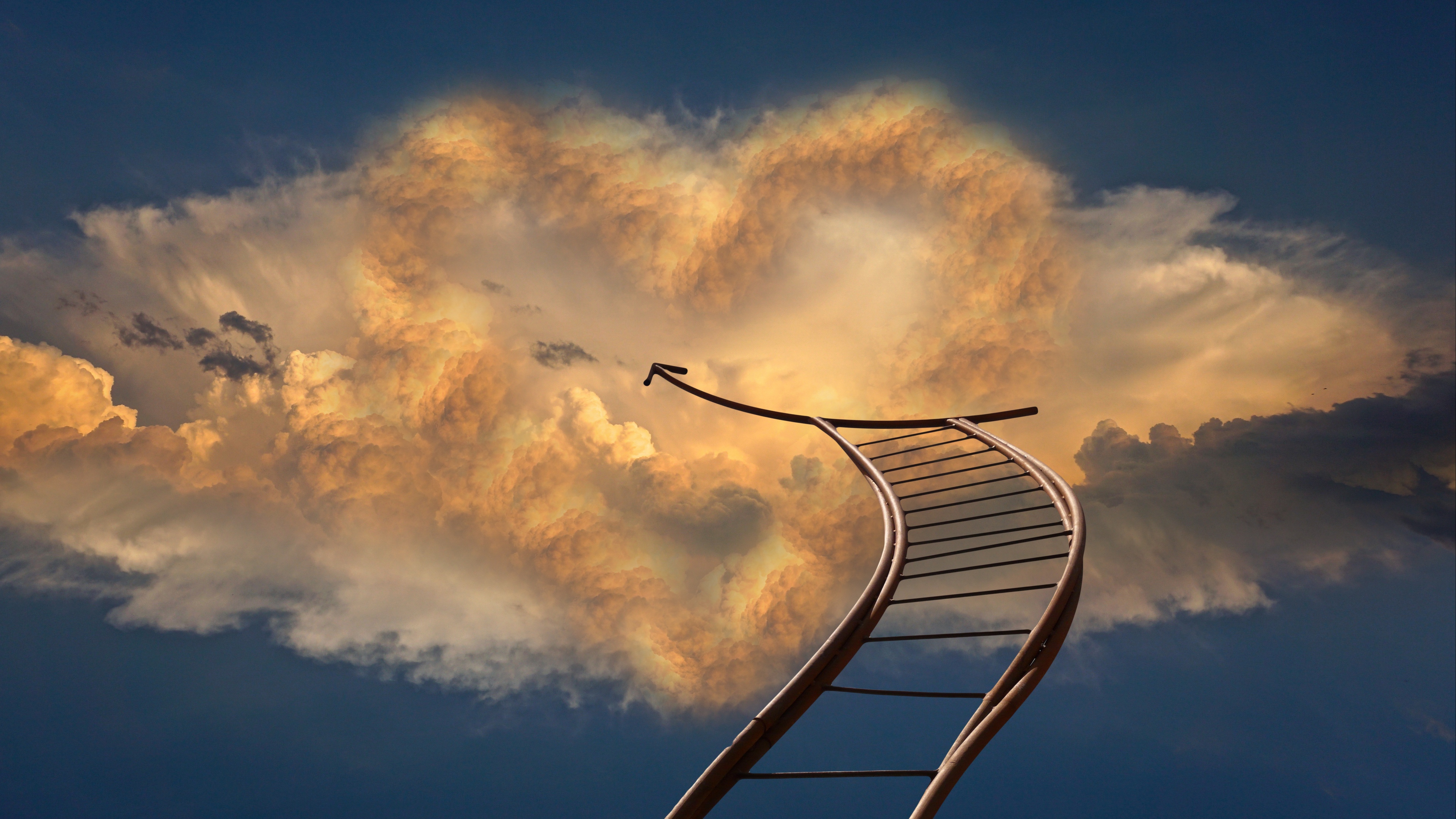 staircase sky arrow clouds direction 4k 1536098419