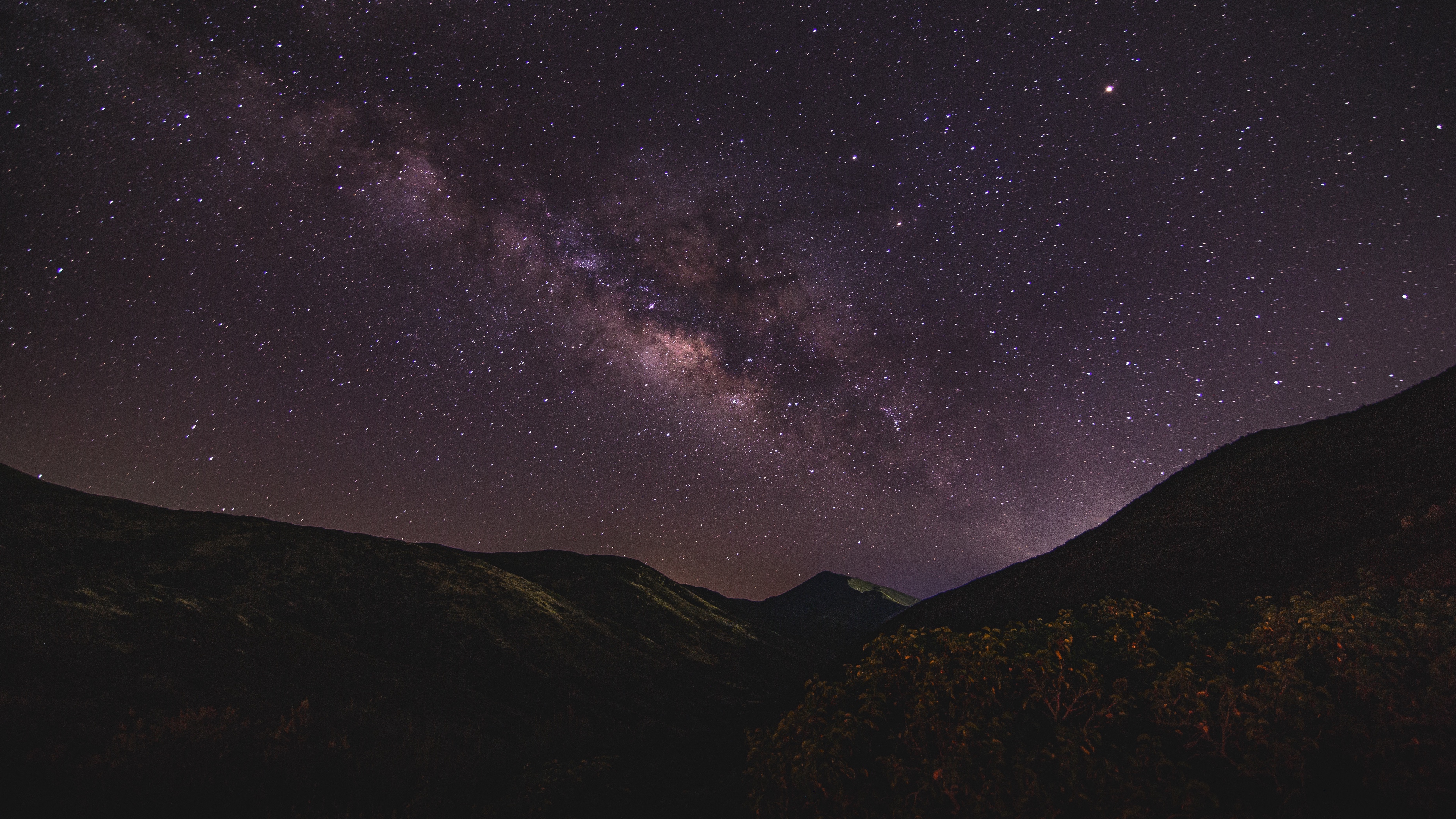 starry sky mountains night milky way 4k 1536016163