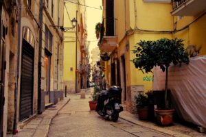 street motorcycle pavement buildings architecture 4k 1538068090