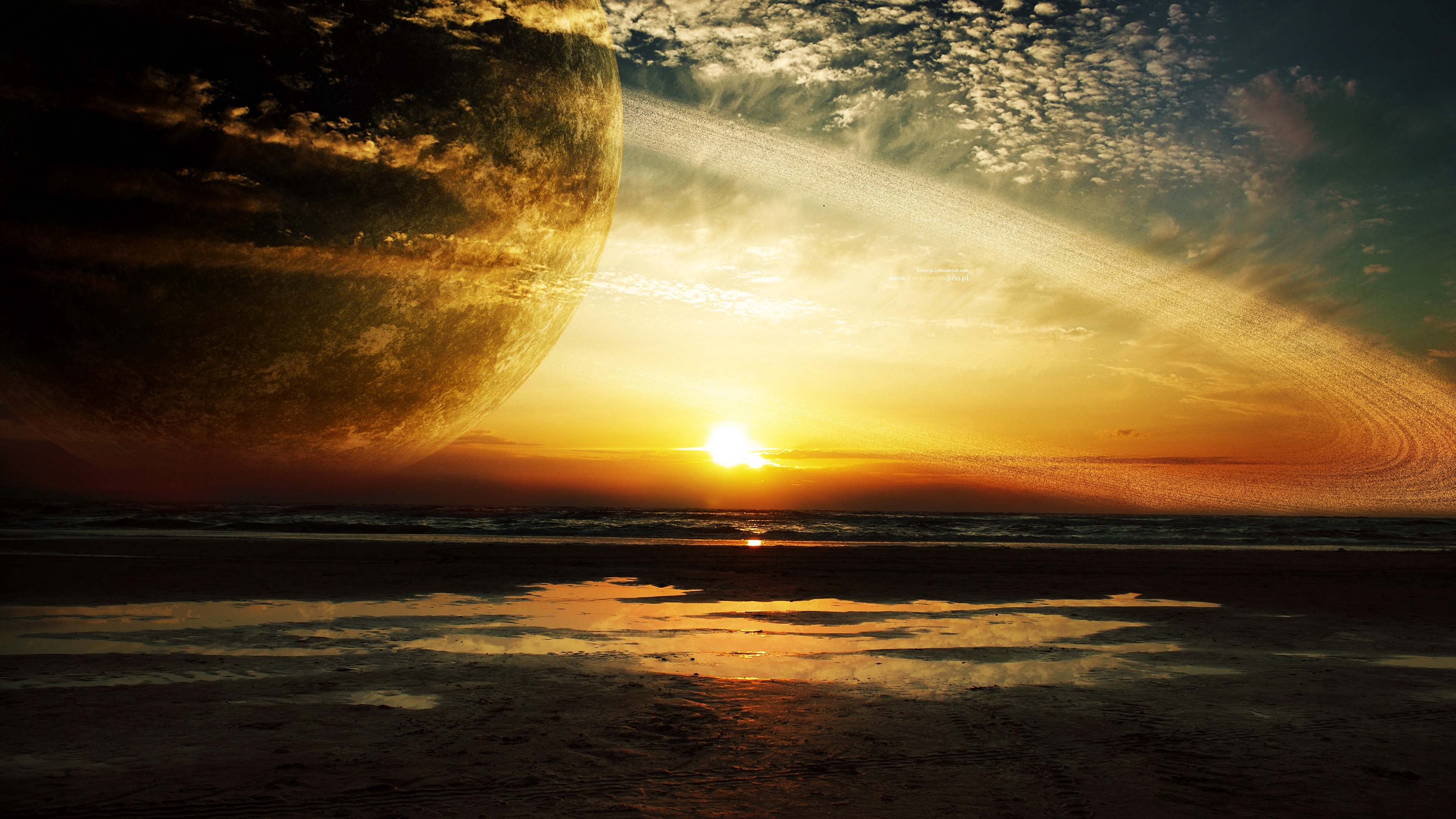 sunset sea rings planet 4k 1536017164