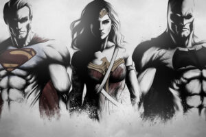 superman wonder woman batman art sketch 4k 1536507778