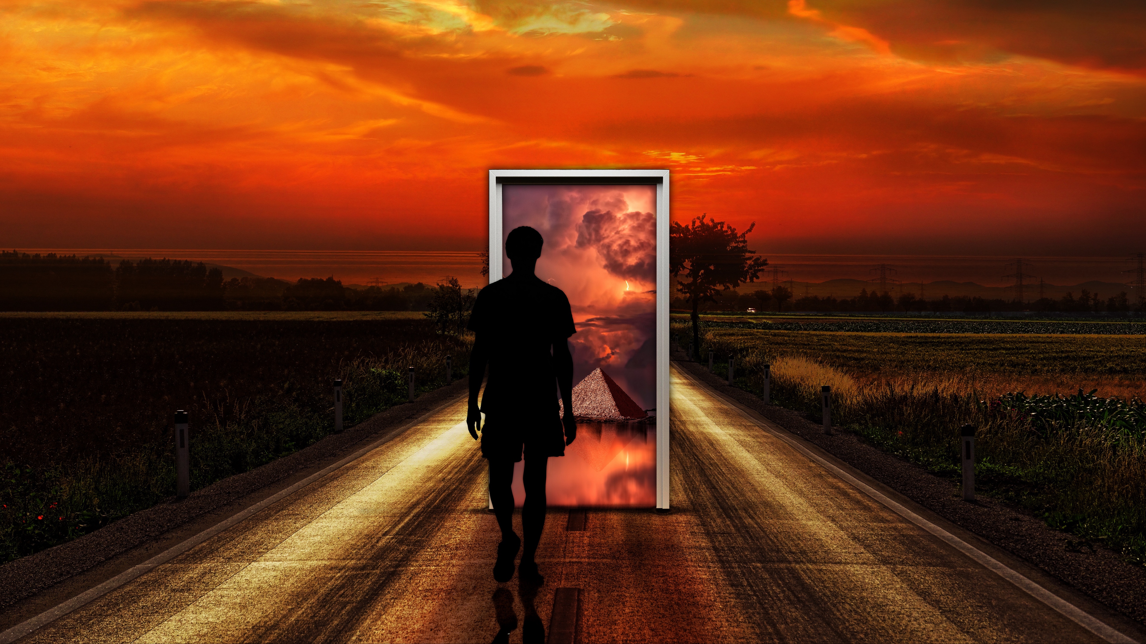 surrealism man door imagination 4k 1536098105