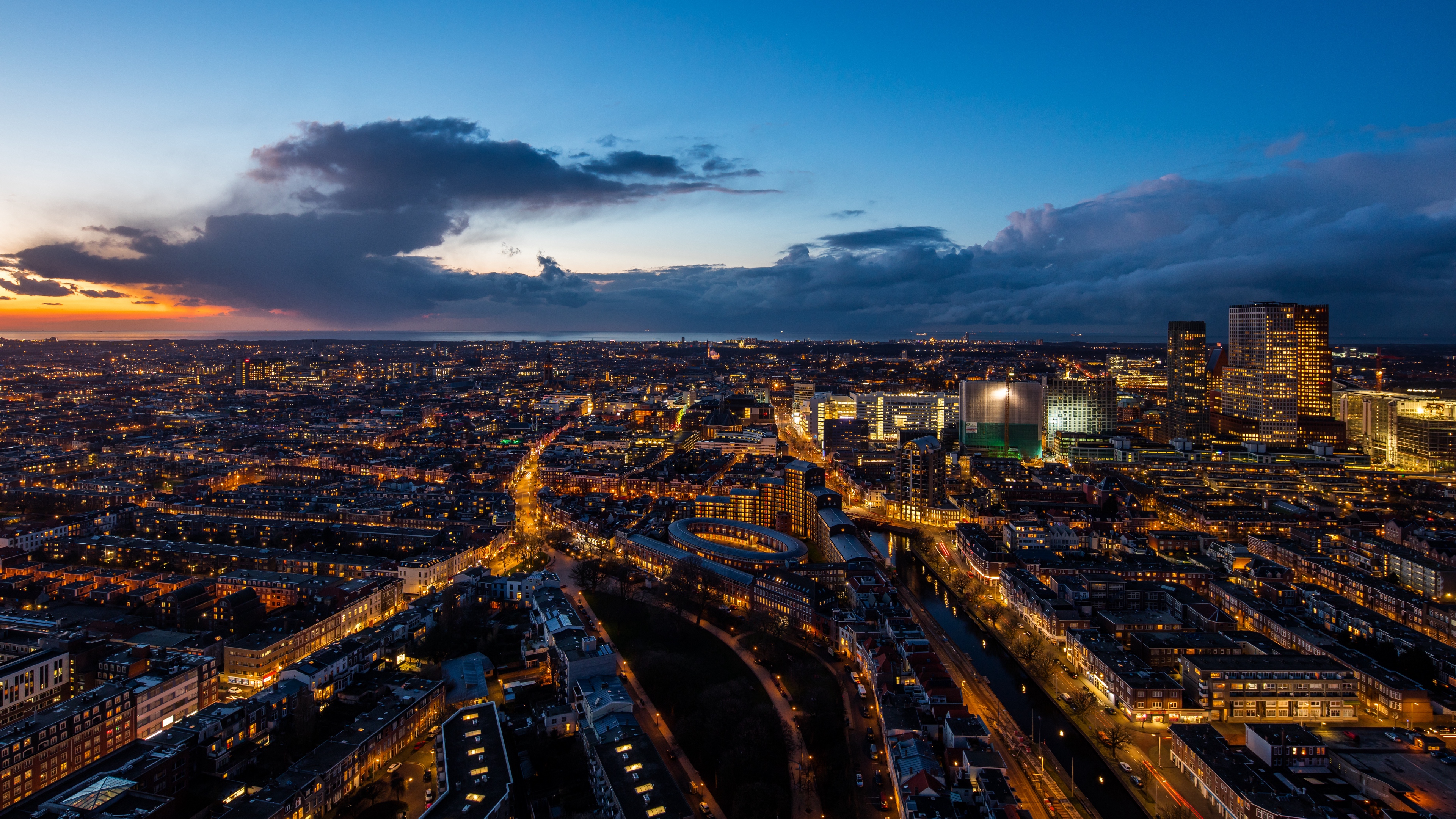 the hague netherlands night city top view 4k 1538068773