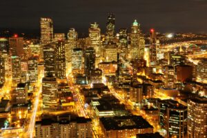 usa washington seattle night city skyscrapers buildings lights 4k 1538068057