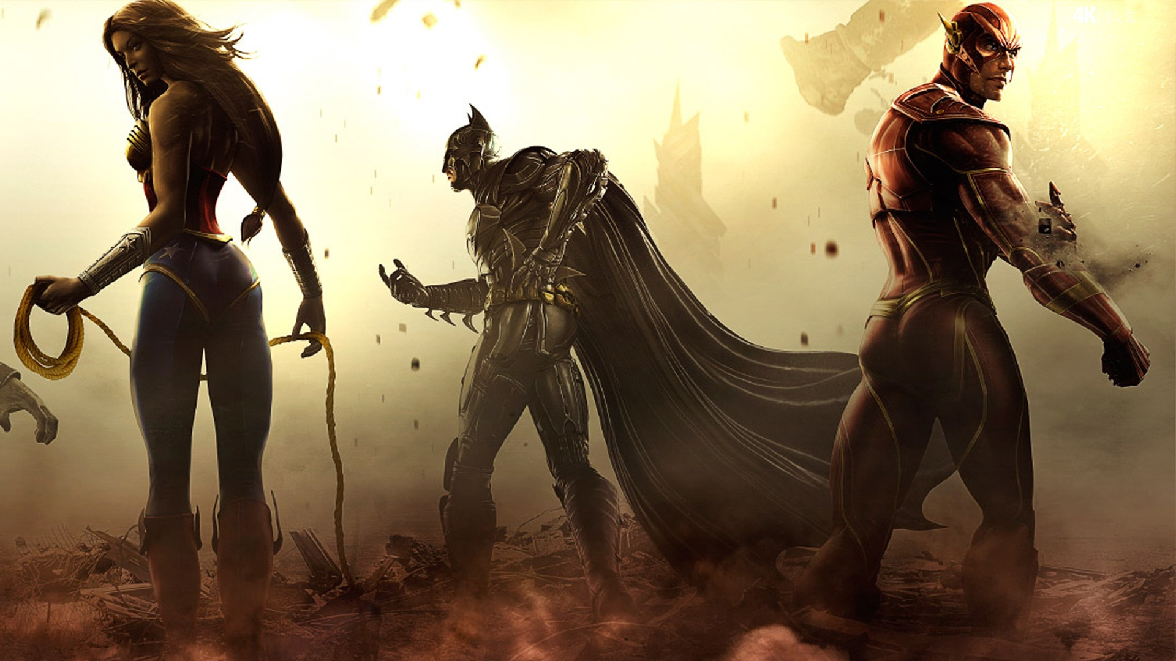 wonder woman batman flash artwork 1536507487