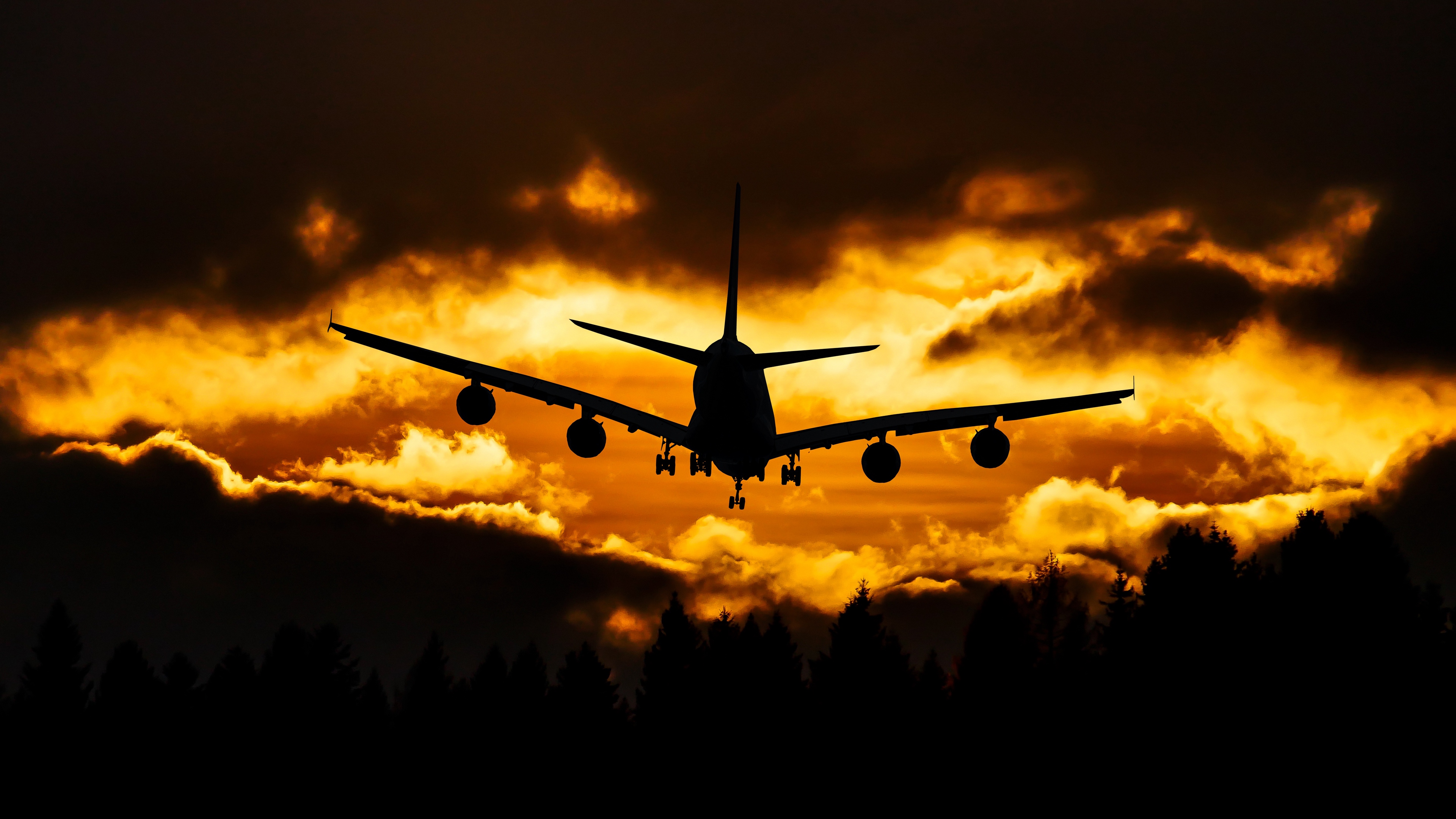 airplane clouds sky sunset 4k 1540574739