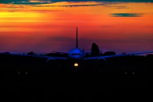 airplane sunset sky 4k 1540576052