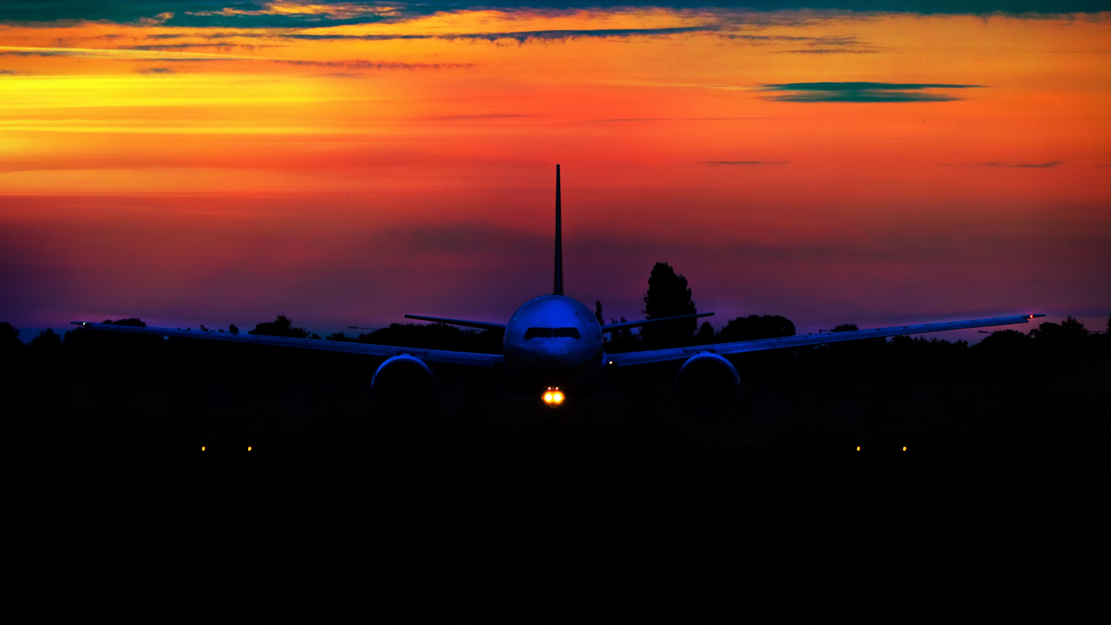 airplane sunset sky 4k 1540576052