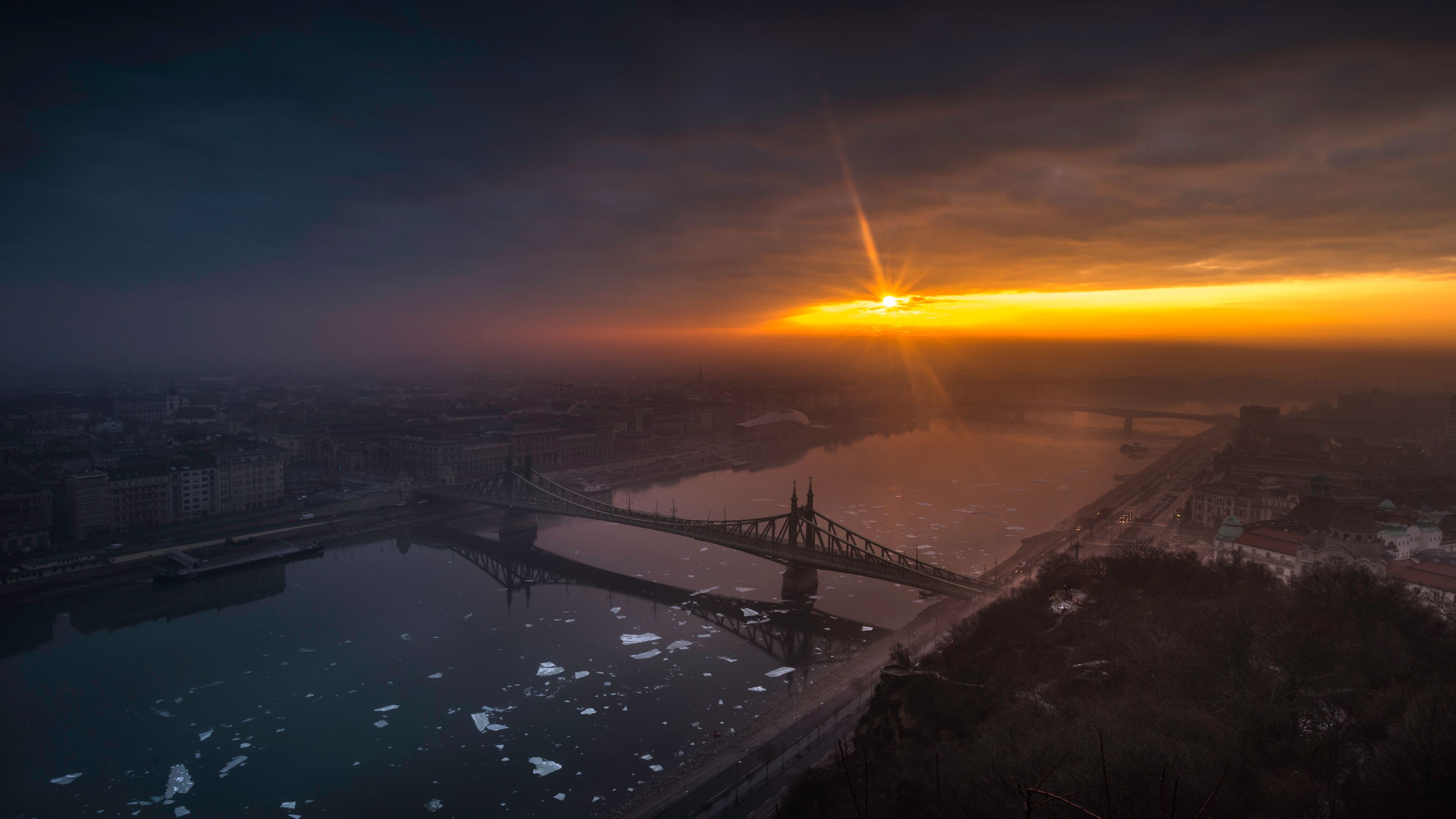 amazing city bridge sunrise 4k 1540144686