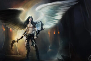 angel warrior fantasy man wings 4k 1540749996