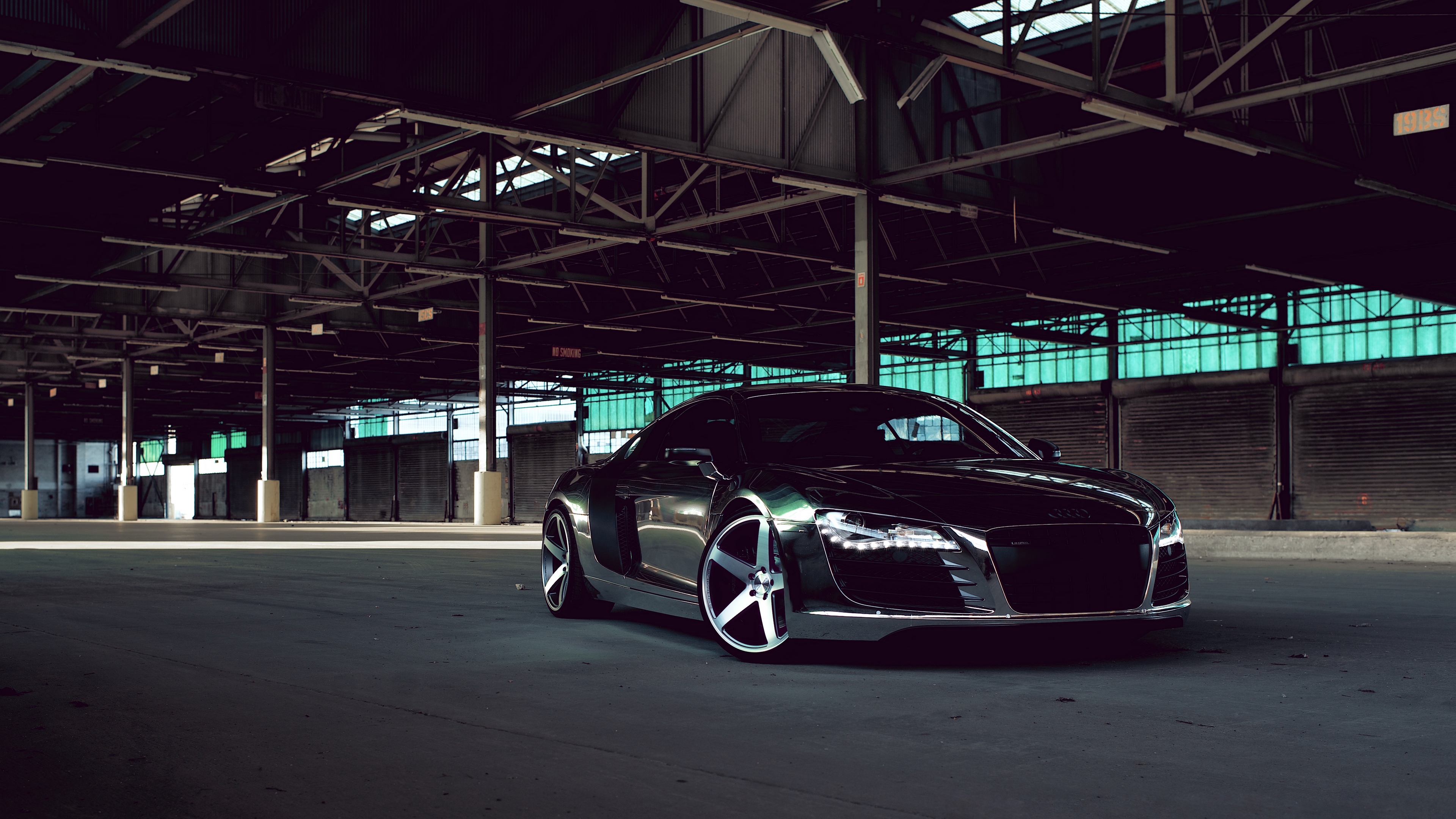 audi r8 chrome cw 5 matte black black side view 4k 1538938575