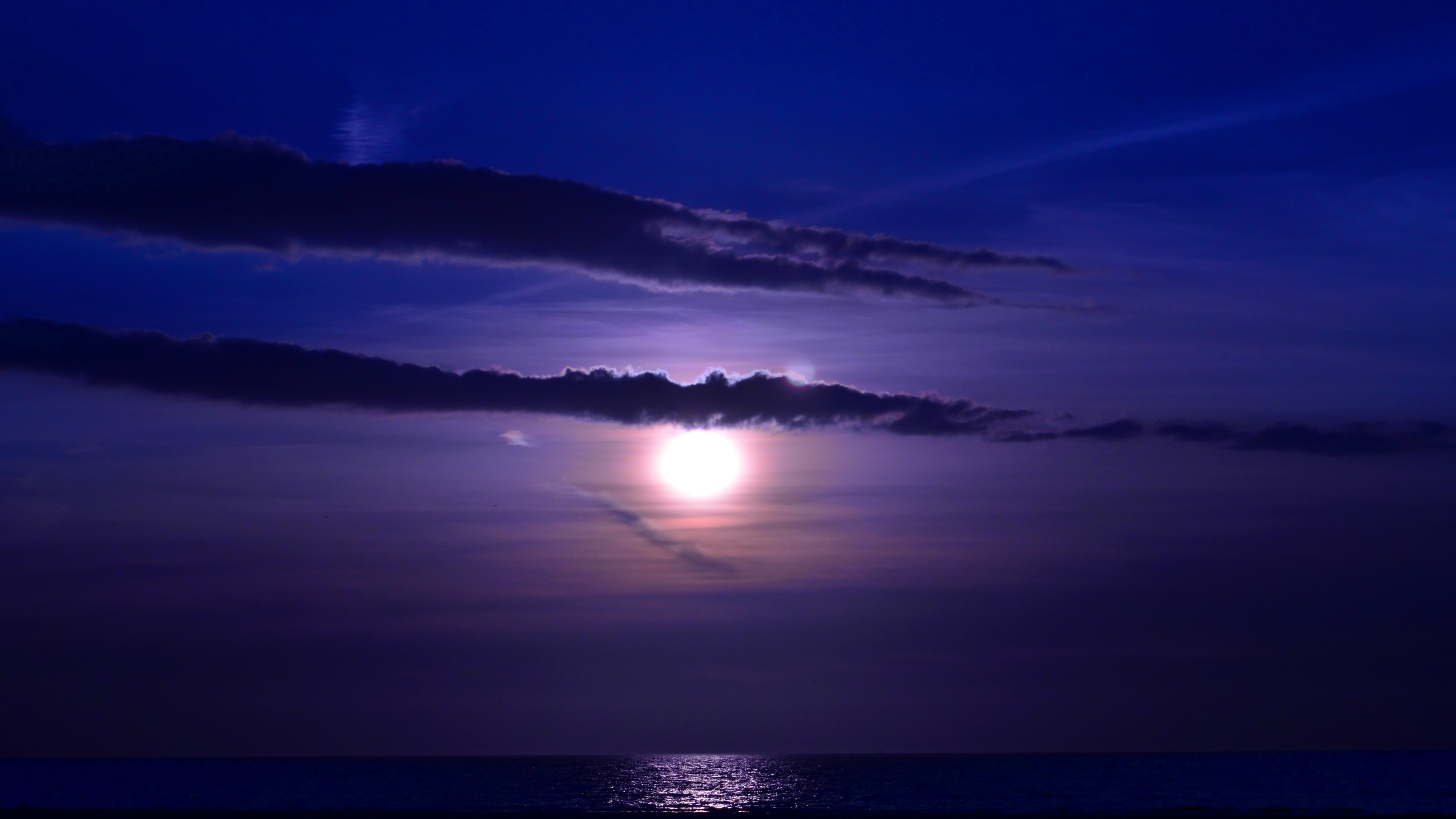 blue sea sky sunset evening 4k 1540135879