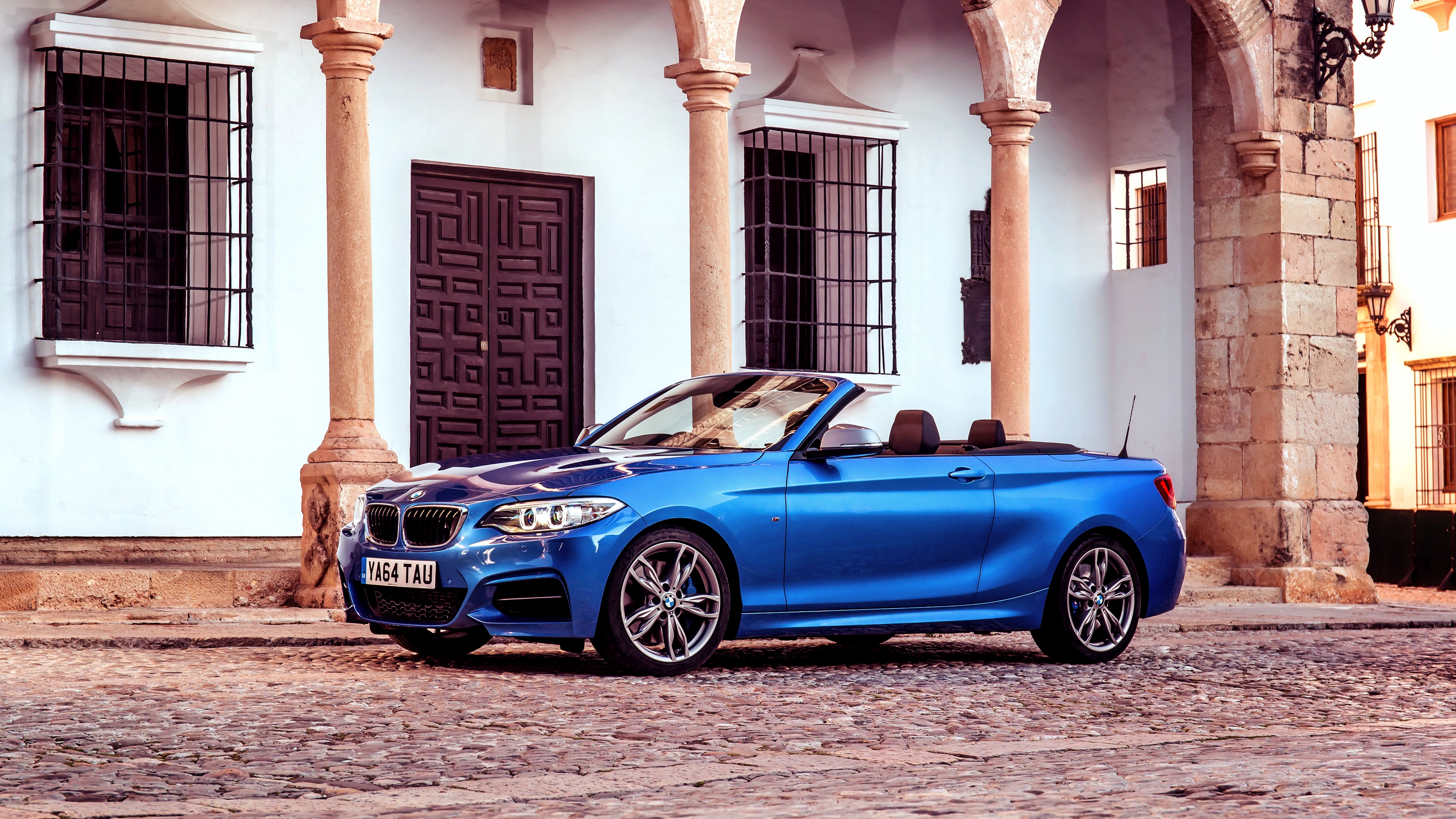 bmw m235i uk spec f23 convertible blue side view 4k 1538935073