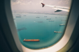 boats sea view from airplane window 4k 1540134792