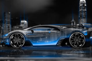 bugatti vision gran turismo side crystal city night car 4k 1540755408