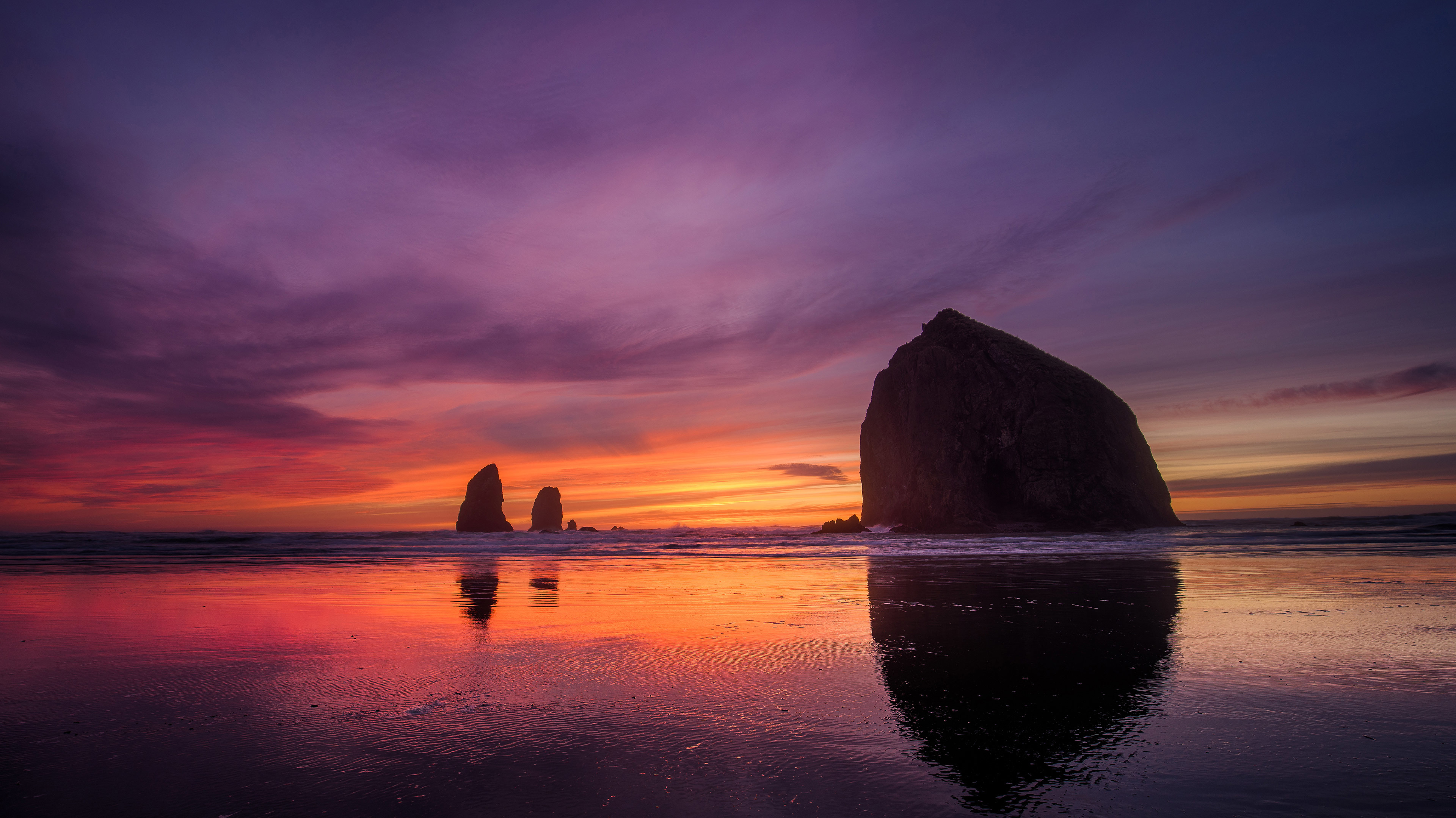 cannon beach sunset 4k 1540132765