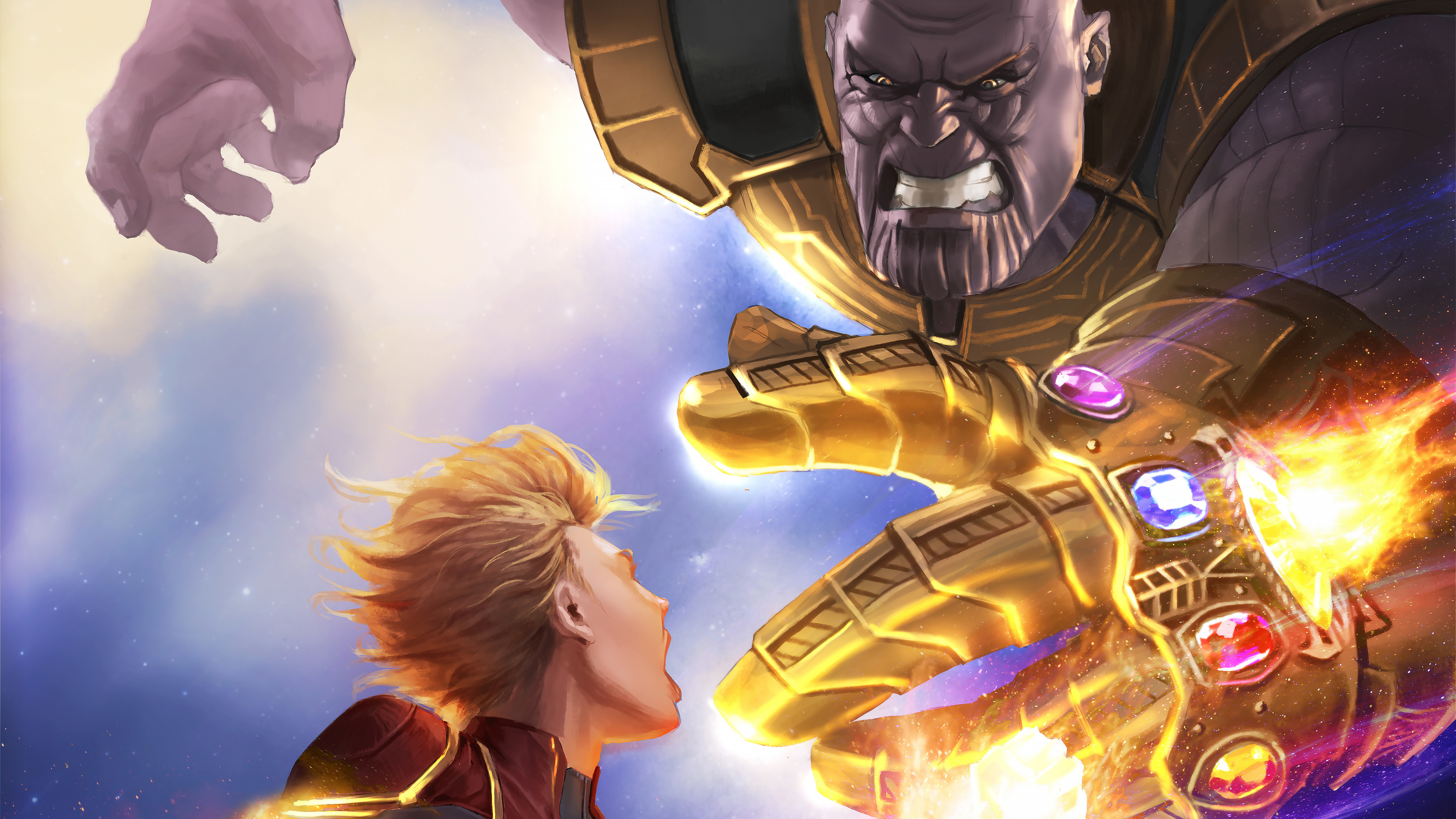 captain marvel vs thanos 5k artwork 1538786439