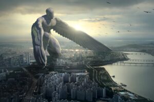 city giant angel fantasy 4k 1540754820