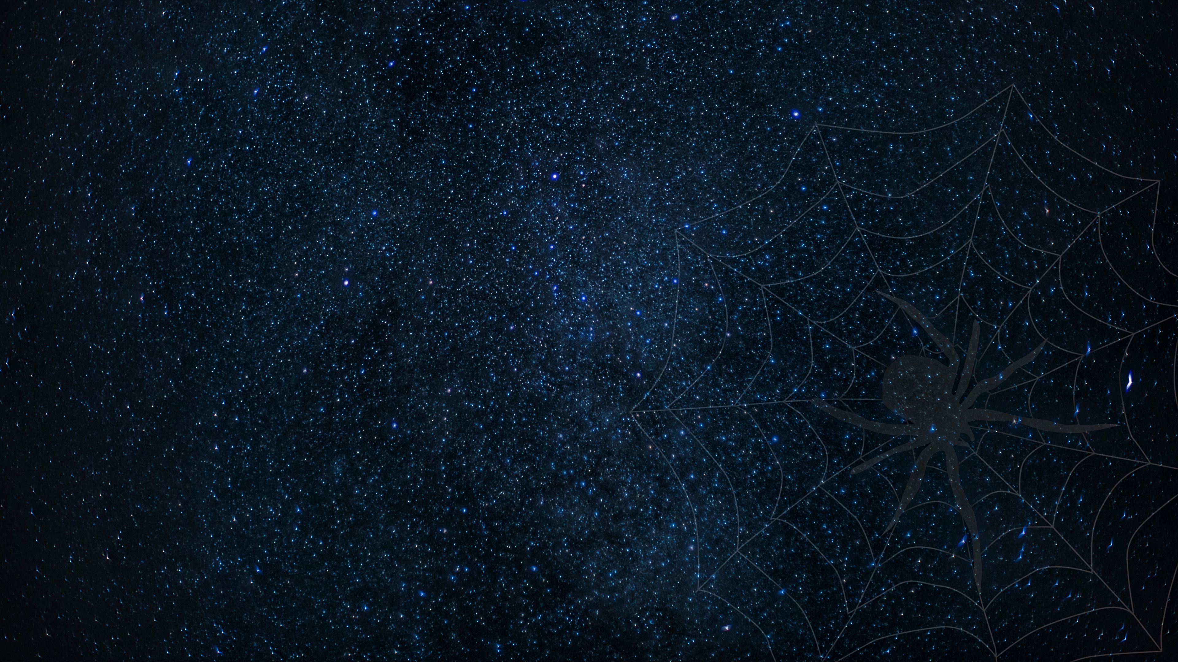 cobweb spider starry sky shine 4k 1540575140