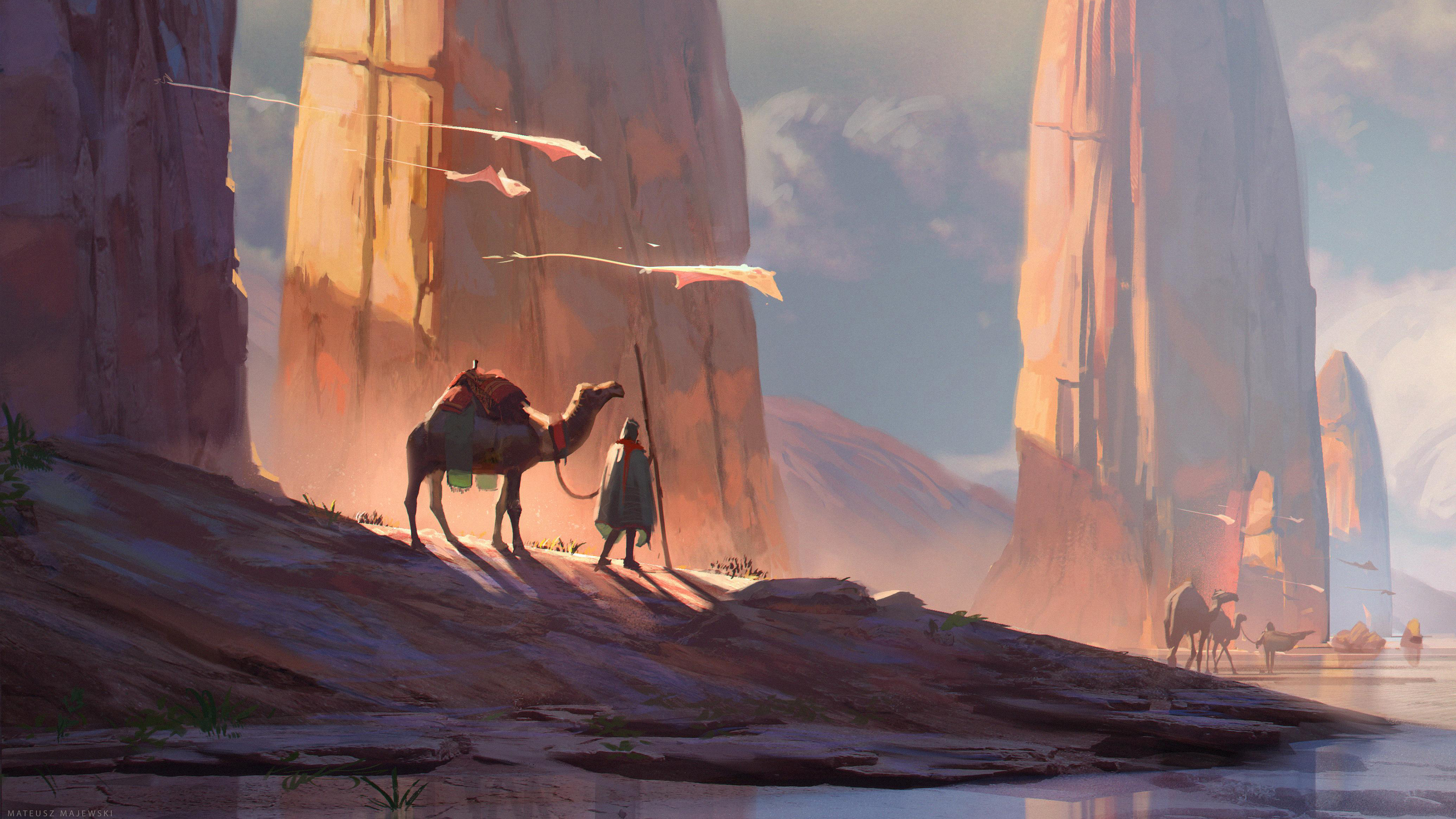 digital art camel desert 4k 1540755522