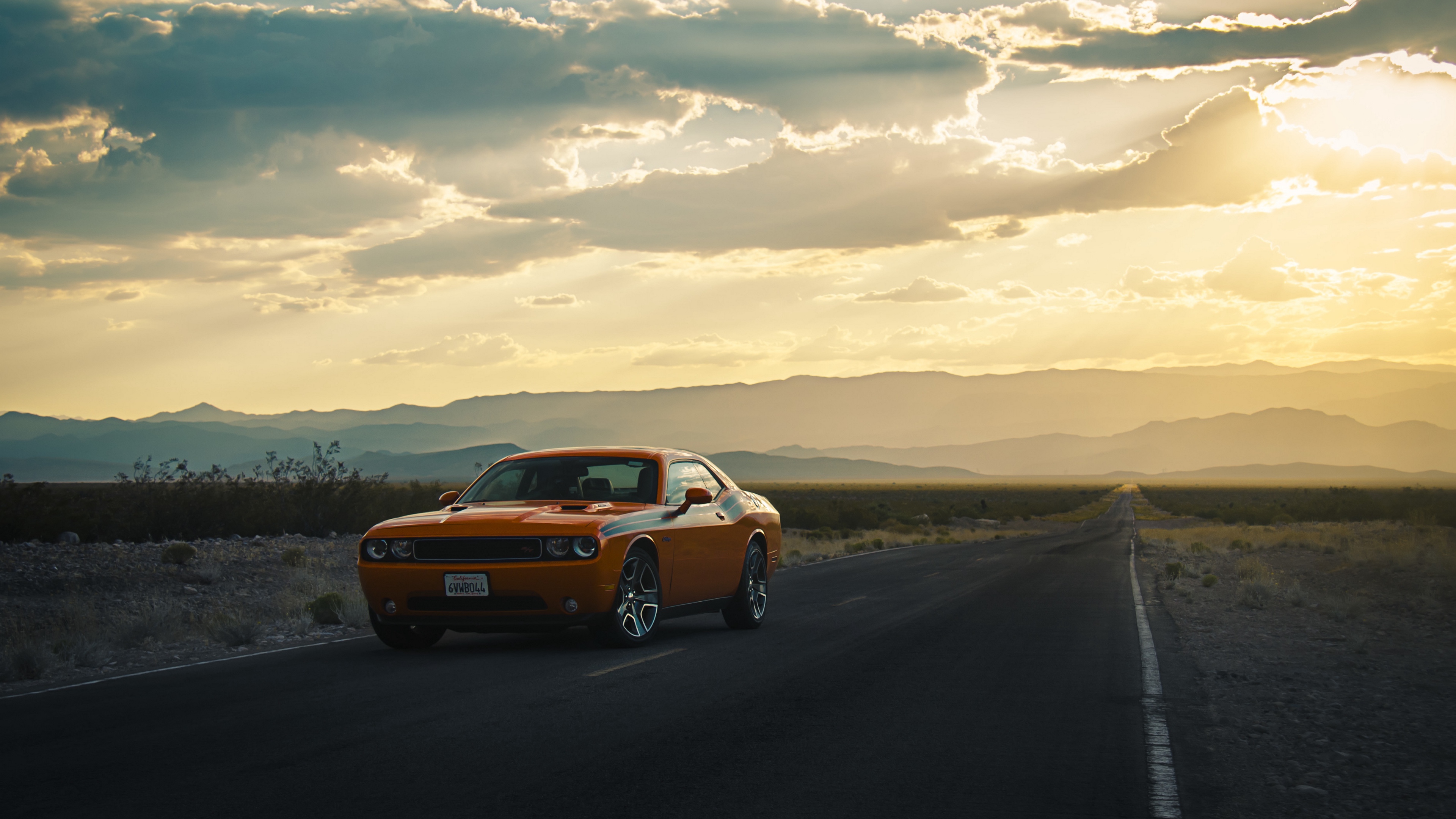 dodge, challenger, side view, road 4k side view, Dodge, Challenger