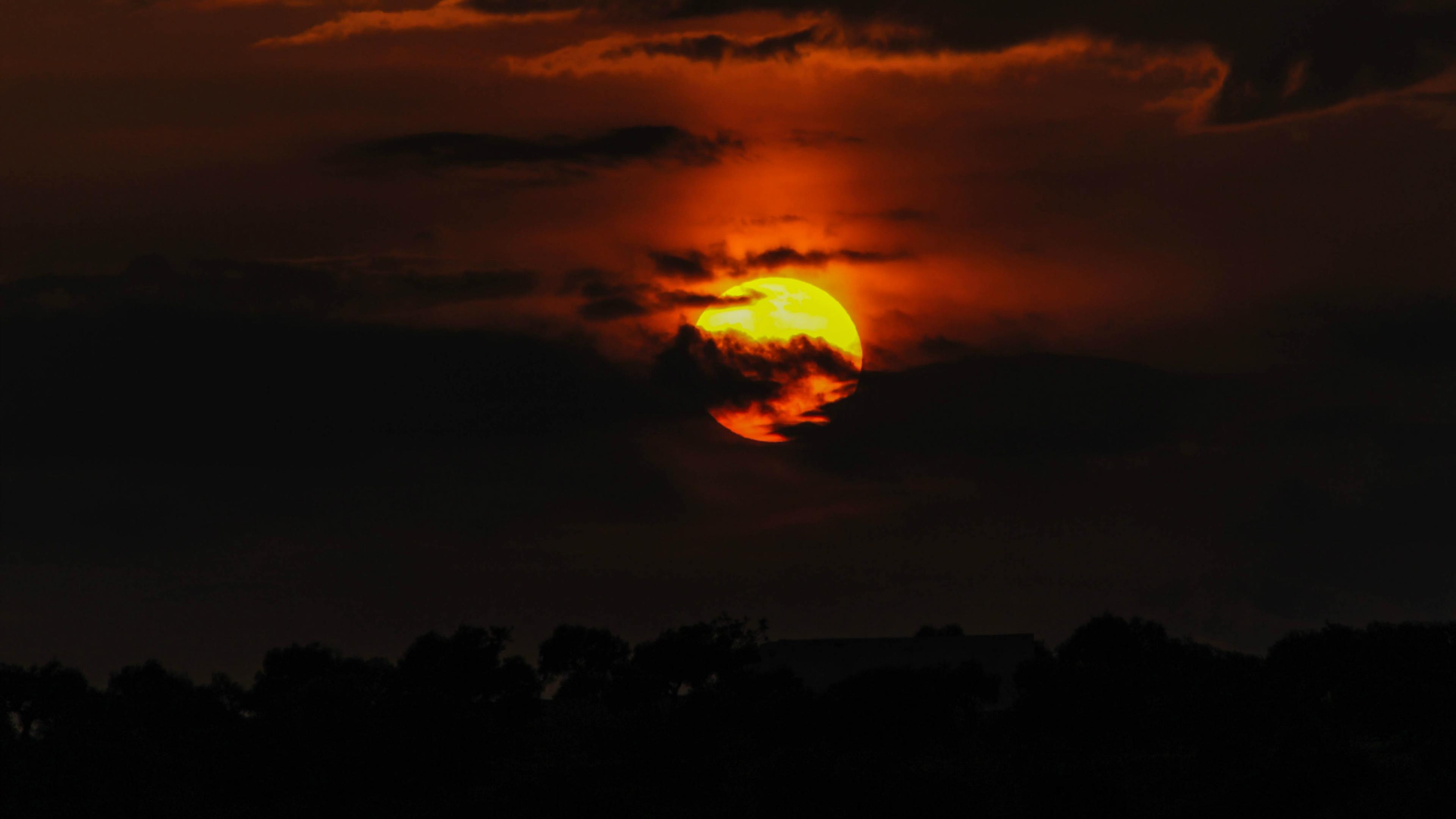 dusk backlit clouds silhouette sunset 4k 1540143356