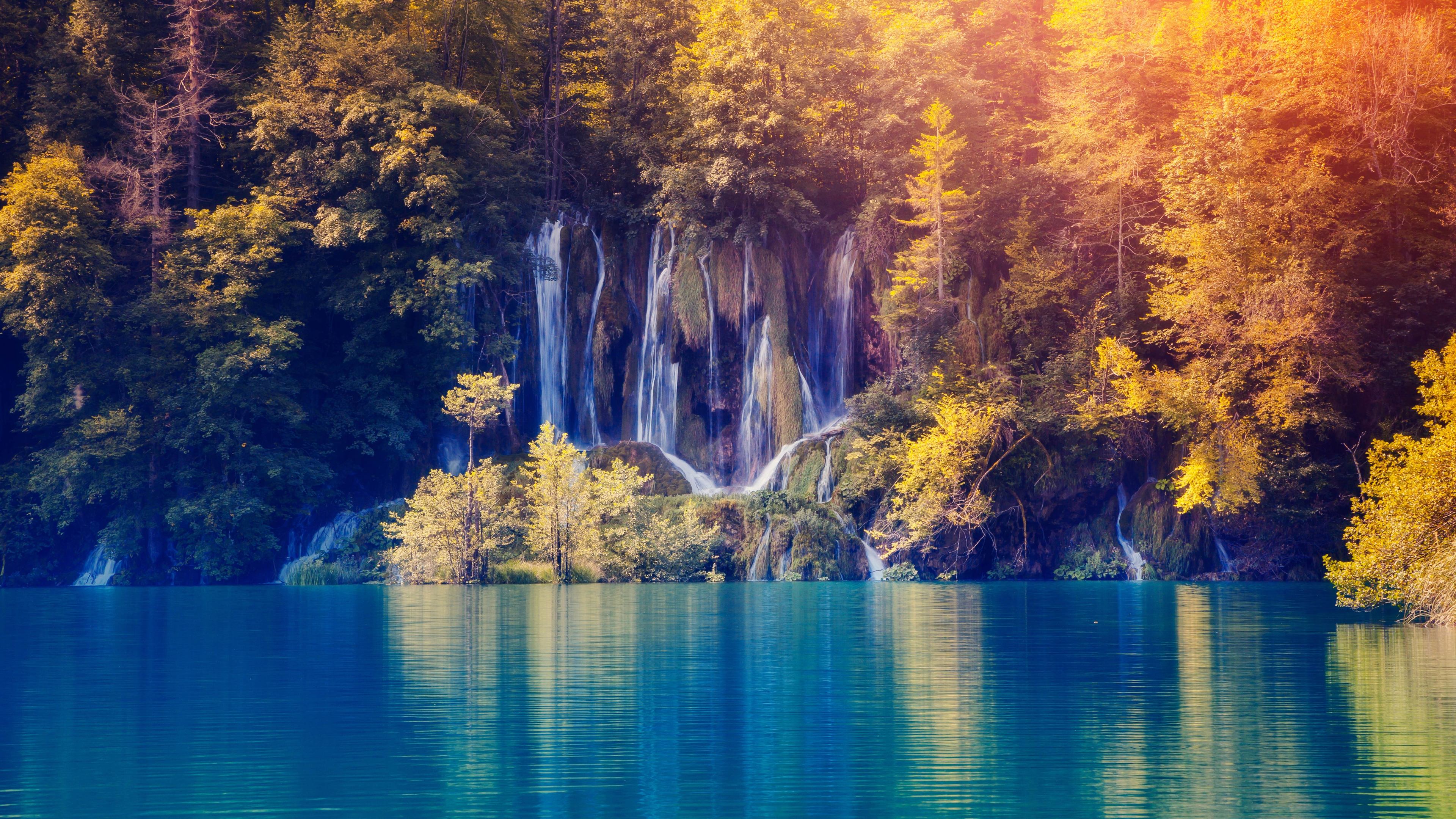 Wallpaper 4k Fall Foliage Lake Nature Waterfall 4k 4k Wallpapers 5k