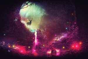 fantasy magic deer artwork 4k 1540754357