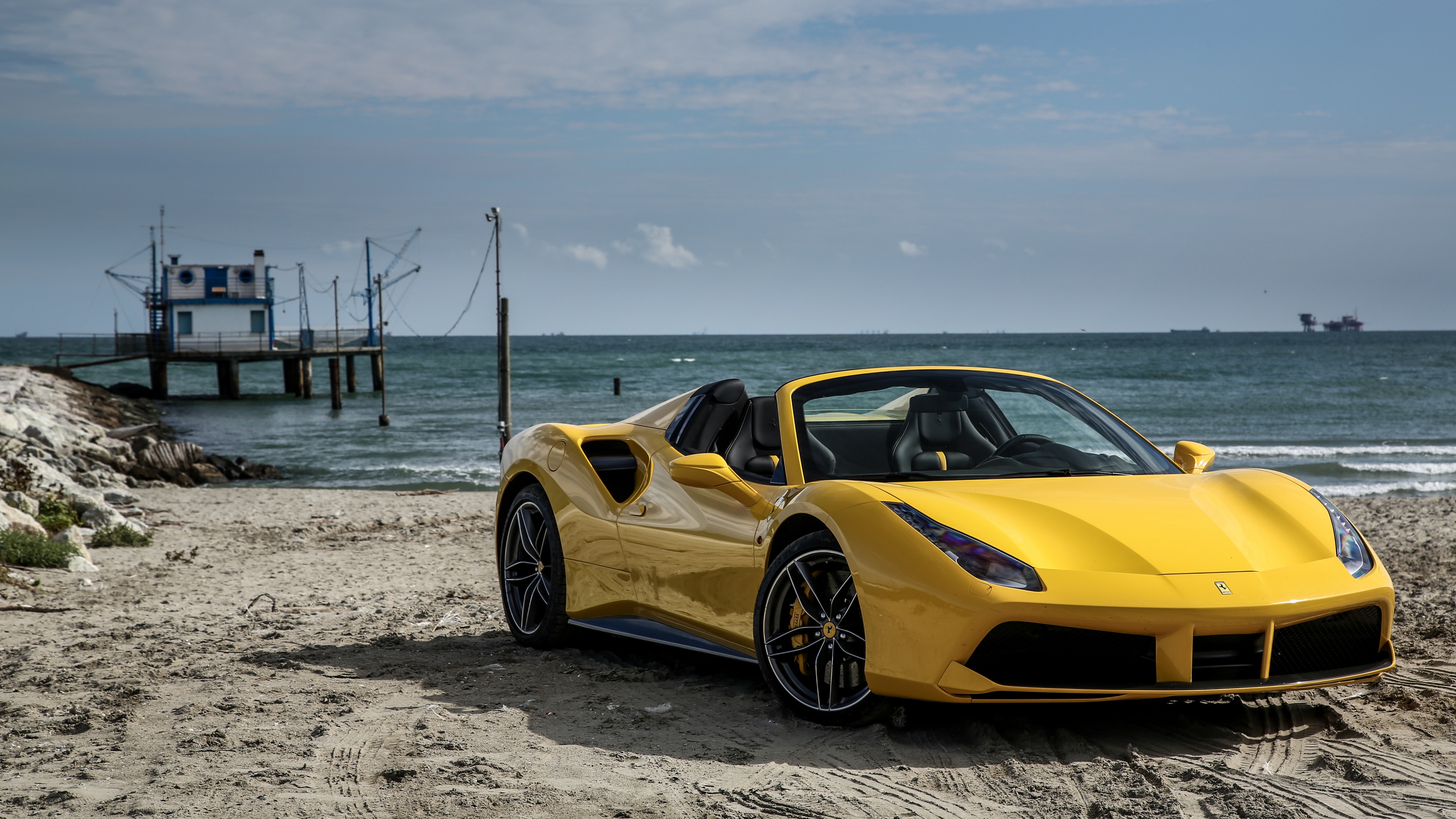 ferrari 488 spider yellow side view 4k 1538937551