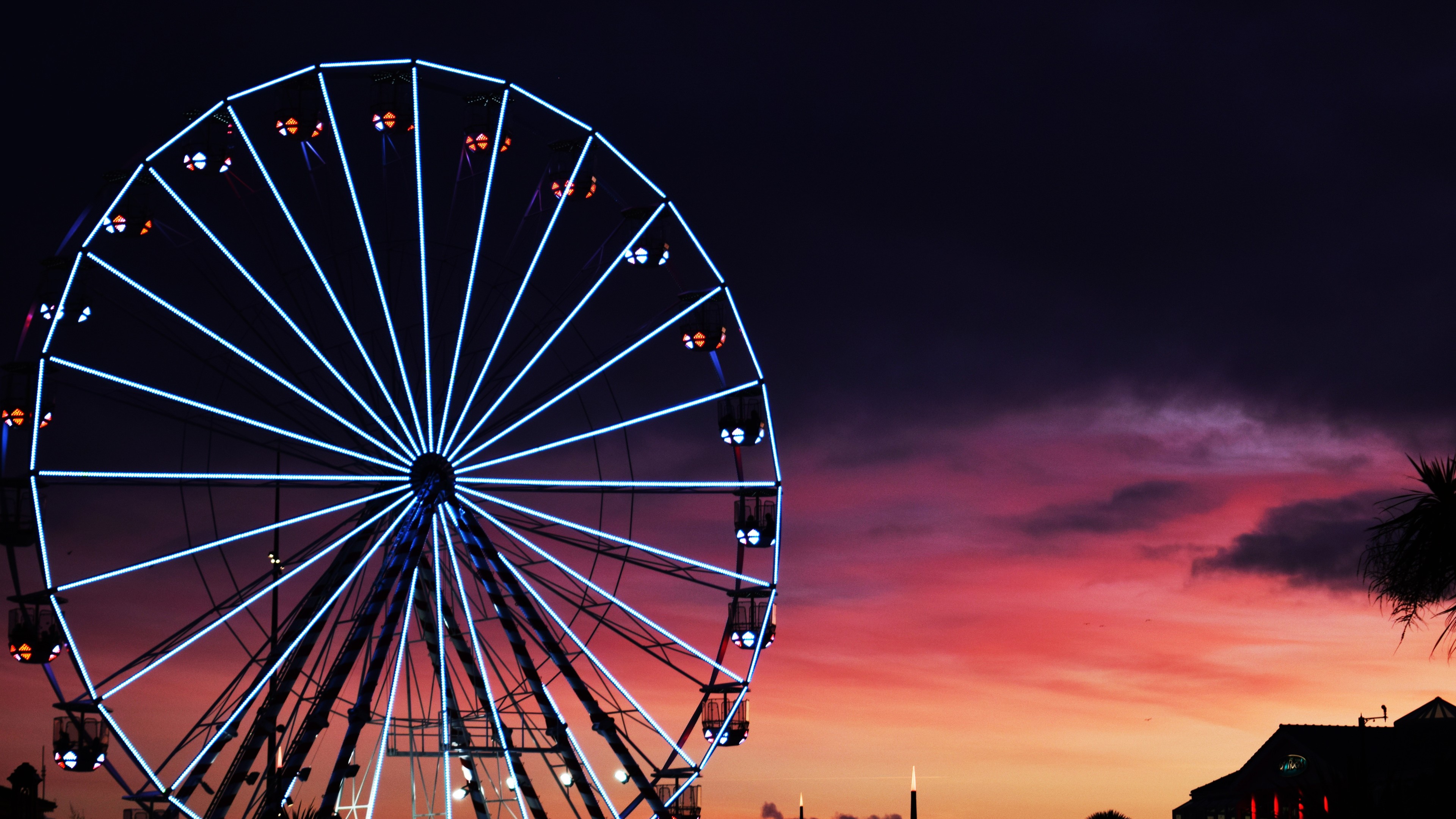 ferris wheel sunset clouds 4k 1540135754