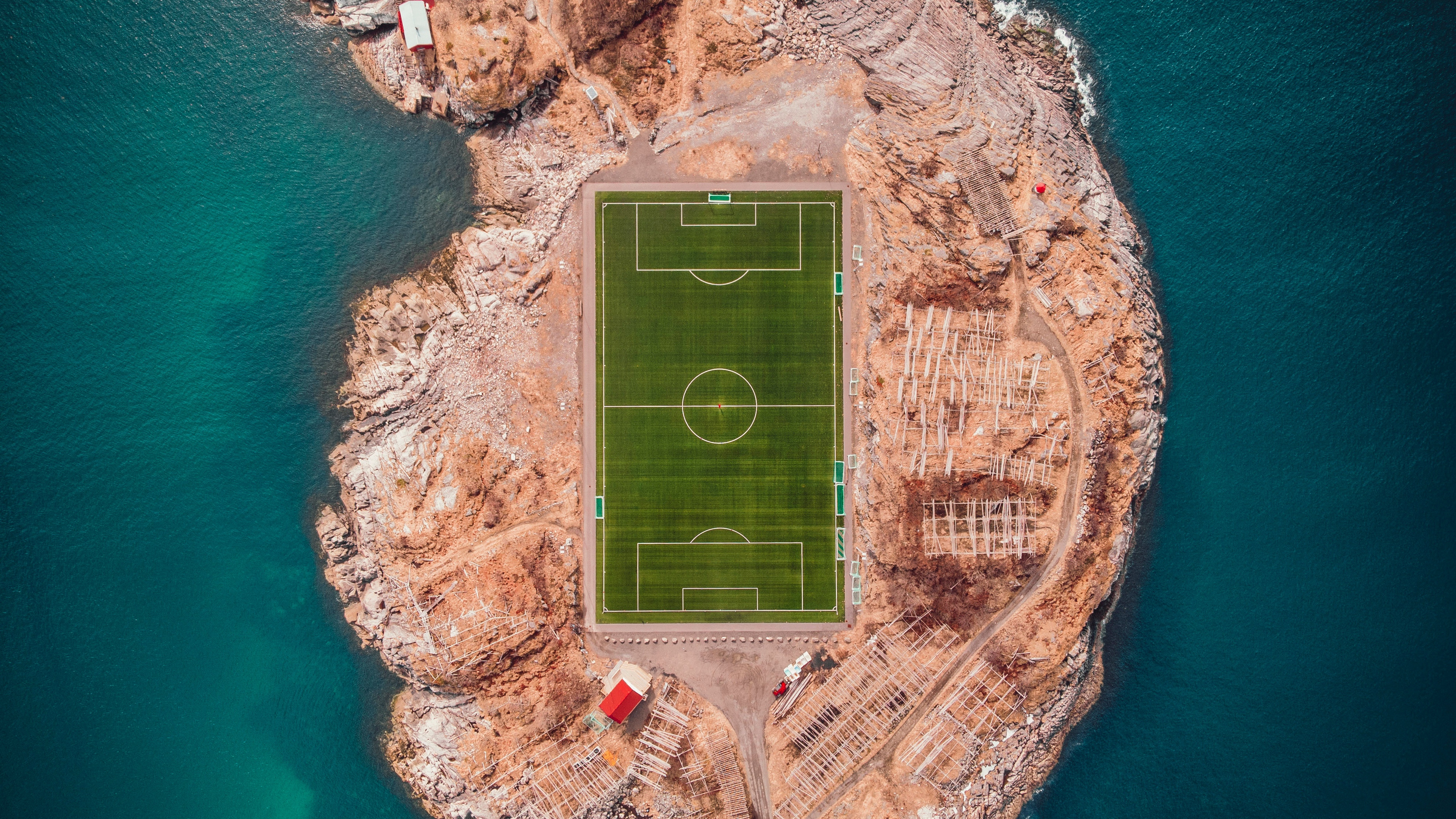 football field island top view lofoten norway 4k 1540063197