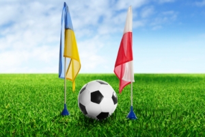 football ukraine poland ball grass flags 4k 1540062329