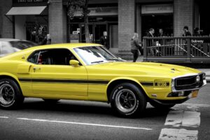 ford mustang gt muscle car yellow side view 4k 1538934870