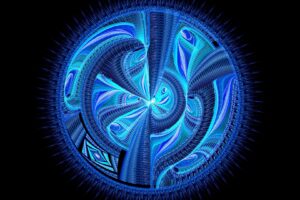 fractal pattern circle blue 4k 1539370380