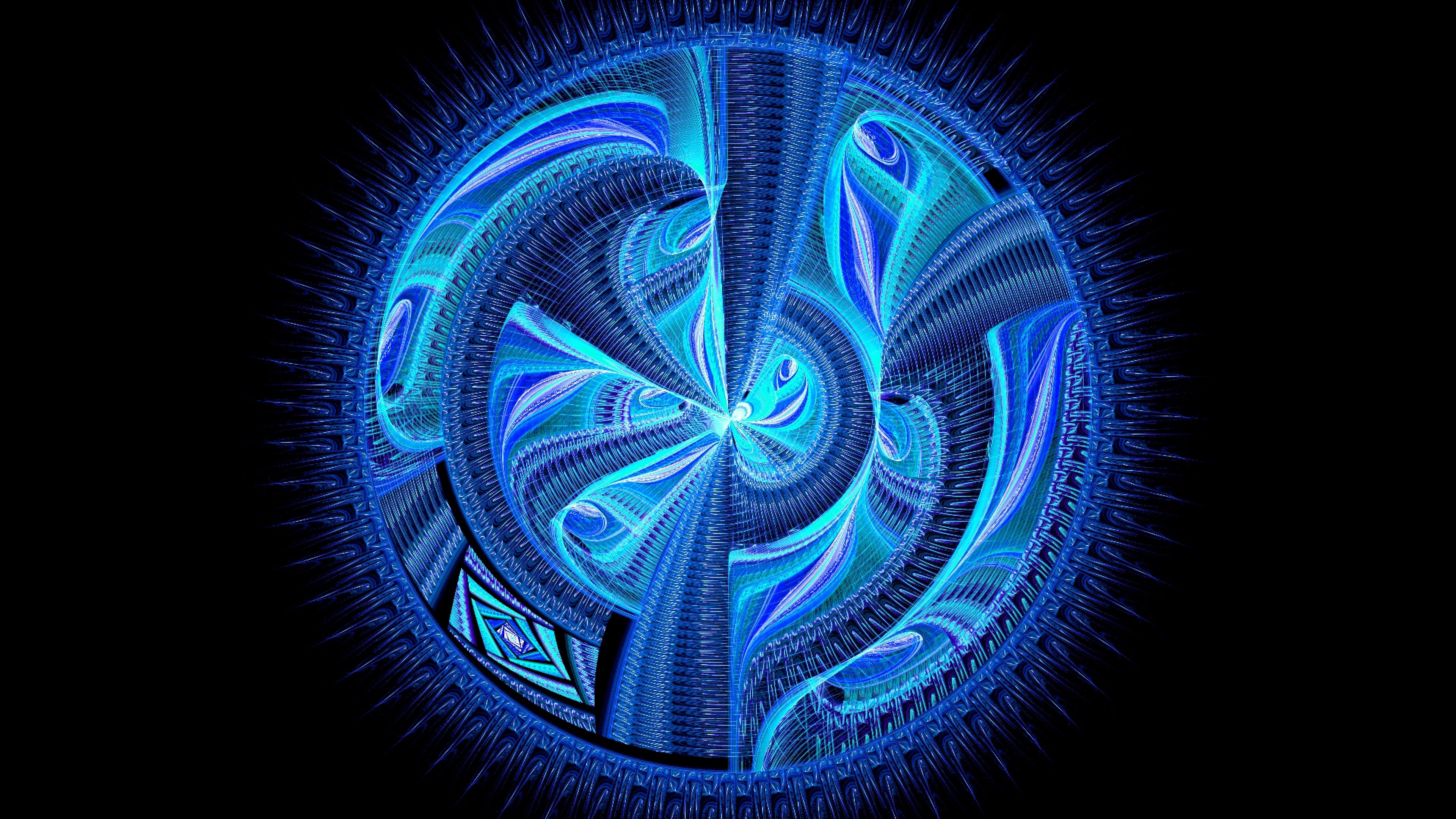 fractal pattern circle blue 4k 1539370380