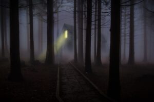 house forest fog creepy night 4k 1540576153