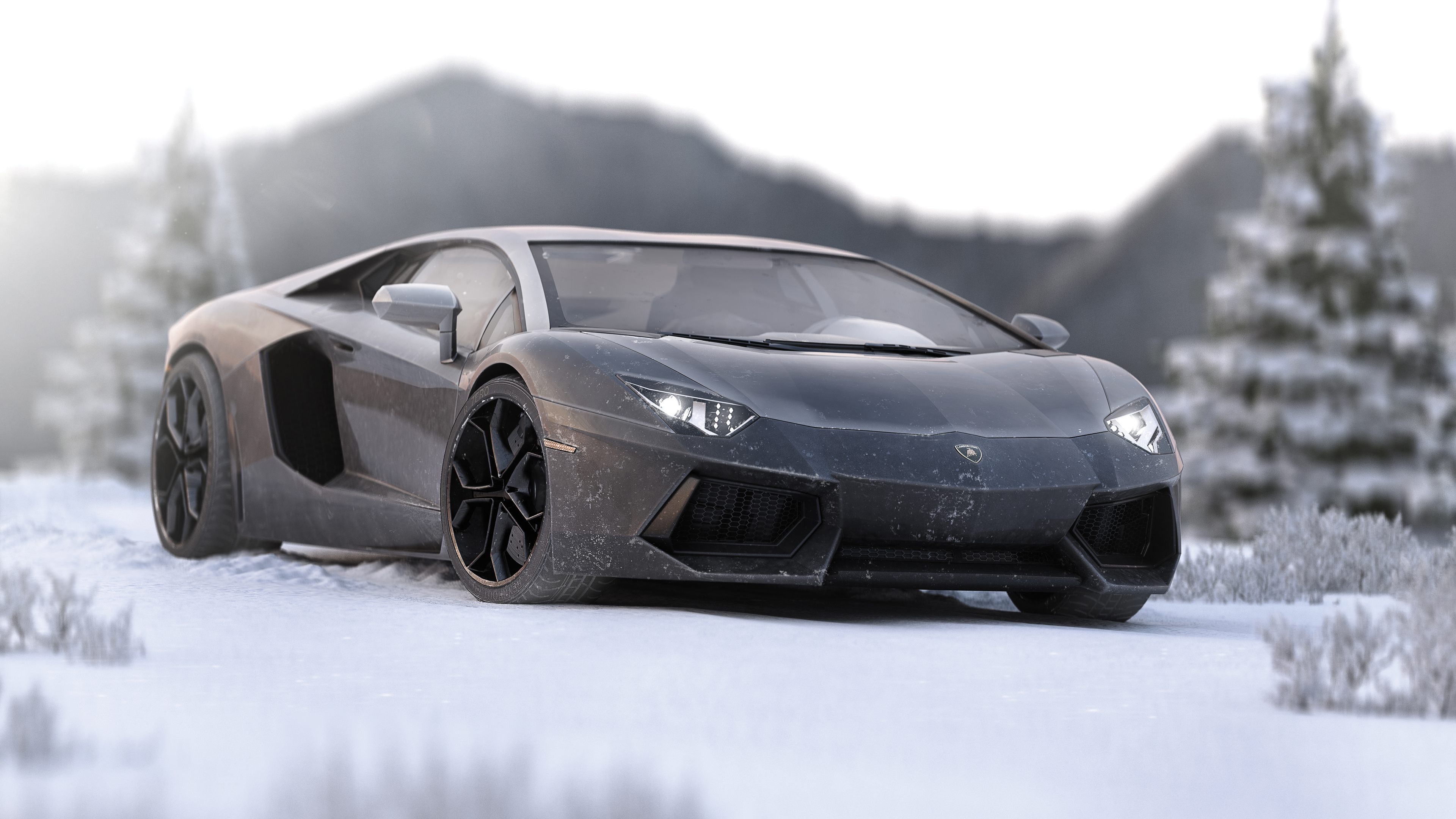 lamborghini aventador in ice 5k 1539792952