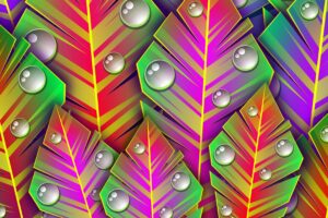 leaves dew art bright lines patterns 4k 1539369698